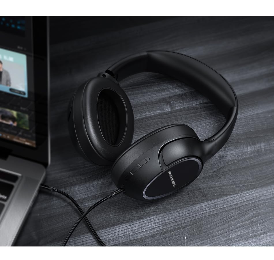 Roxel H700BT Wireless Over Ear Headphones with Microphone, 12 Hours Playtime, 1 Hour Quick Charge, Adjustable Headband, Foldable Lightweight Headset with Deep Bass and Stereo Sound