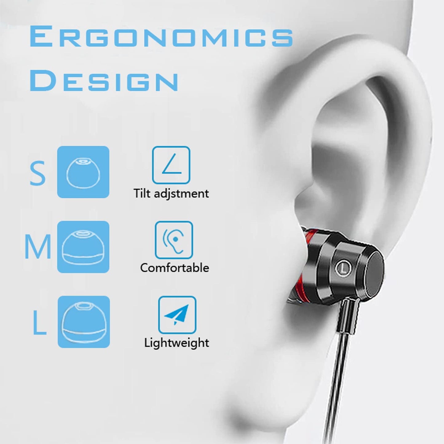3 Pack In-Ear Headphones, Wired Earphones With Microphone and Volume Control, Noise Isolating and Deep Bass, Lightweight 3.5 mm Earbuds Compatible With iPhone, iPad, Android