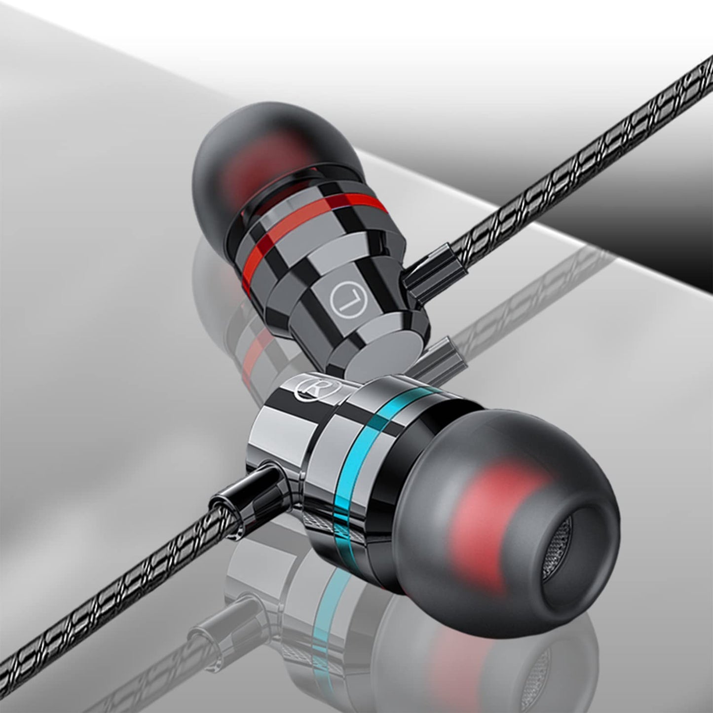 3 Pack In-Ear Headphones, Wired Earphones With Microphone and Volume Control, Noise Isolating and Deep Bass, Lightweight 3.5 mm Earbuds Compatible With iPhone, iPad, Android
