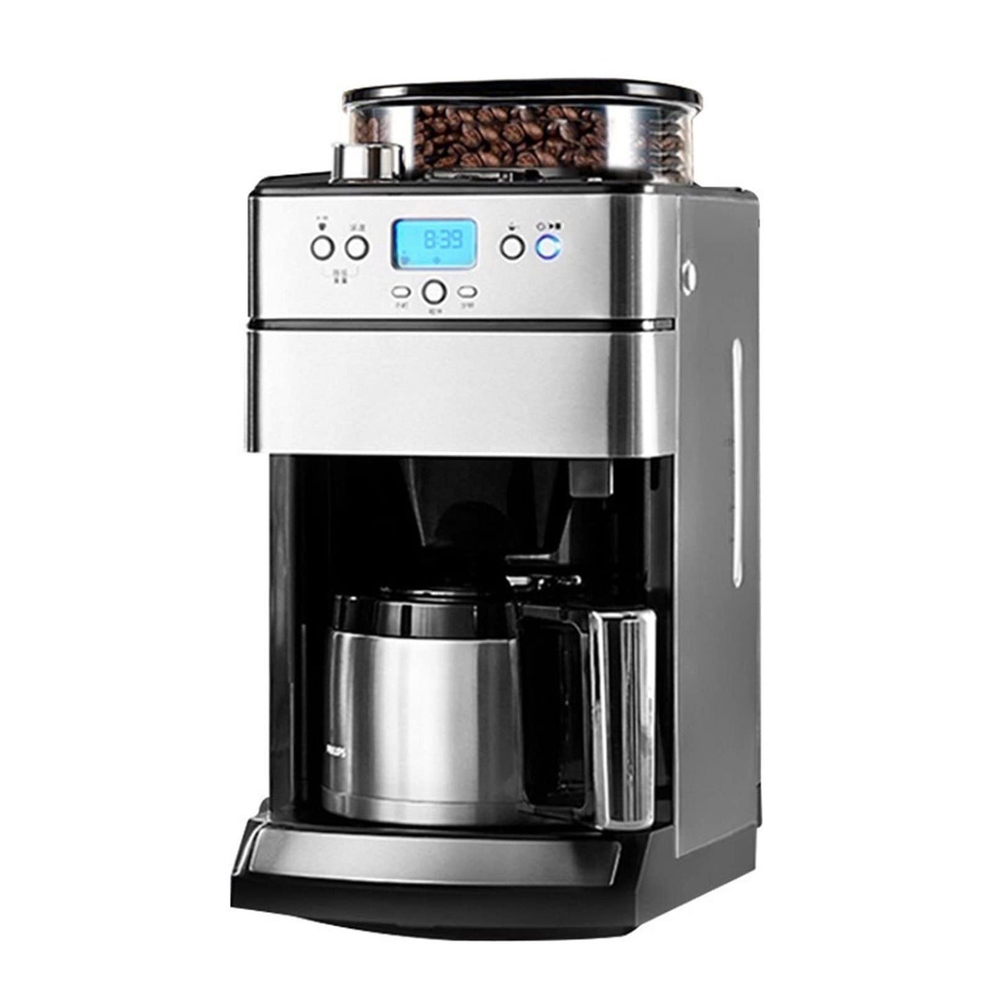 XFZJCHAP TEmkin Coffee Maker Coffee Pot Home Small Coffee Machine Fully Automatic Grinding Integrated Coffee Machine (Color : Silver Grey, Size : KR) (Silver Grey EU)