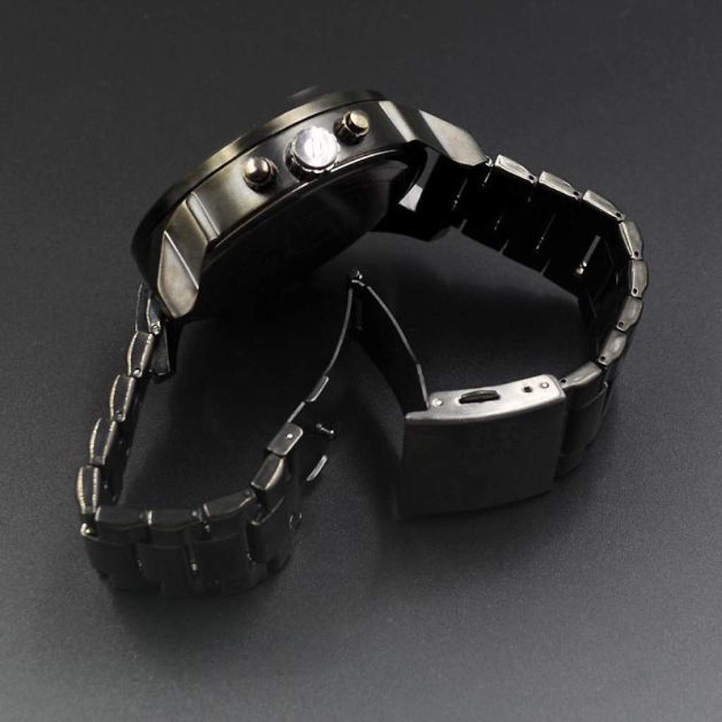 Men's Fashion Luxury Watch Stainless Steel Sport Analog Quartz Mens Wristwatch Valentine's Father Day Easter Watch Jewelry (Black, One Size)
