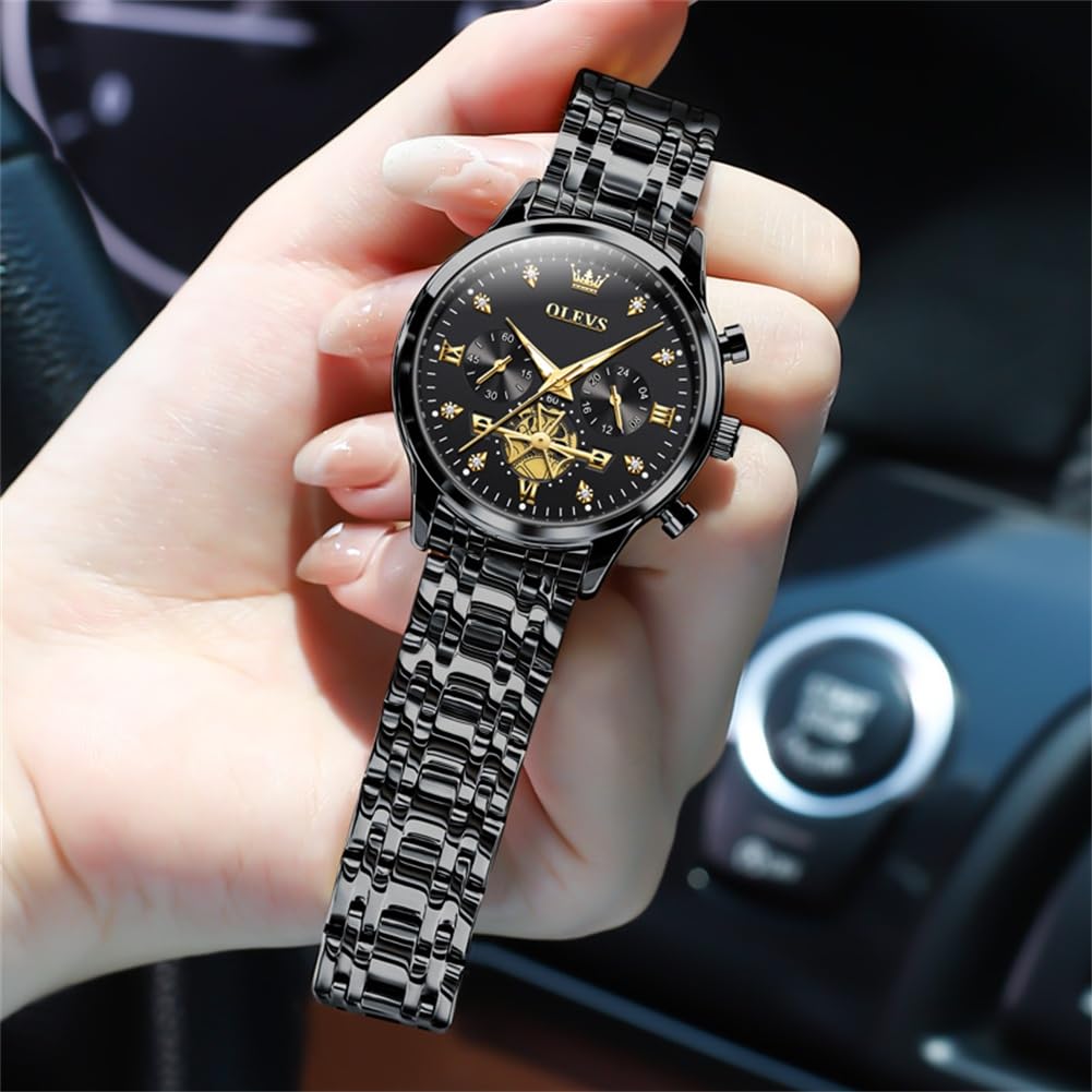 OLEVS Women Watches Luxury Diamond Wrist Watches for Women Gold and Silver Stainless Steel Waterproof with Date Quartz Ladies Watch