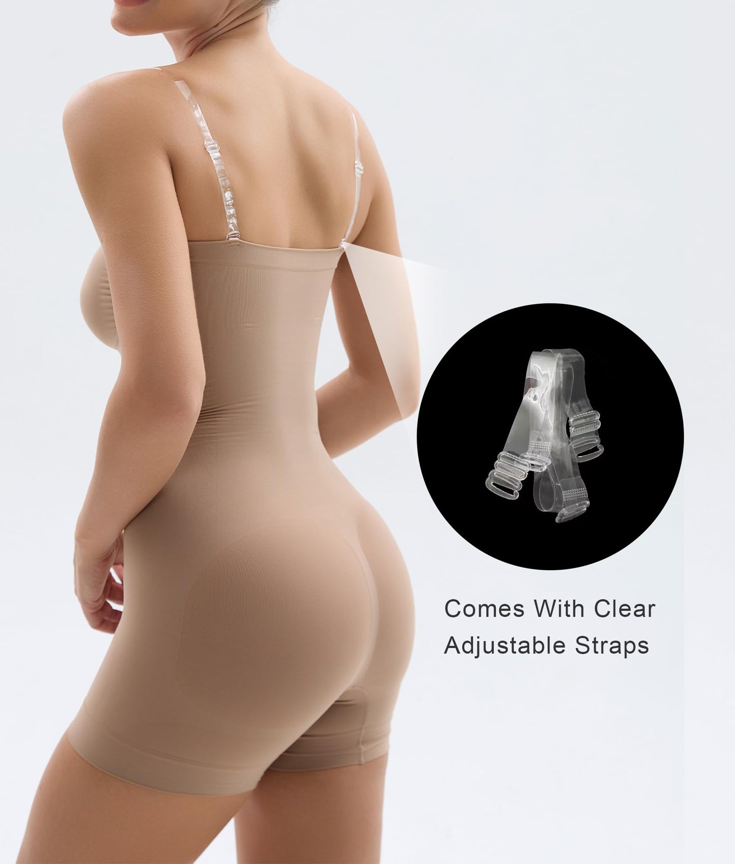 SHAPERX Strapless Bodysuit Shapewear for Women Tummy Control Seamless Sculpting Body Shaper with Removable Straps, UK-SZ5217-Sienna-L/XL