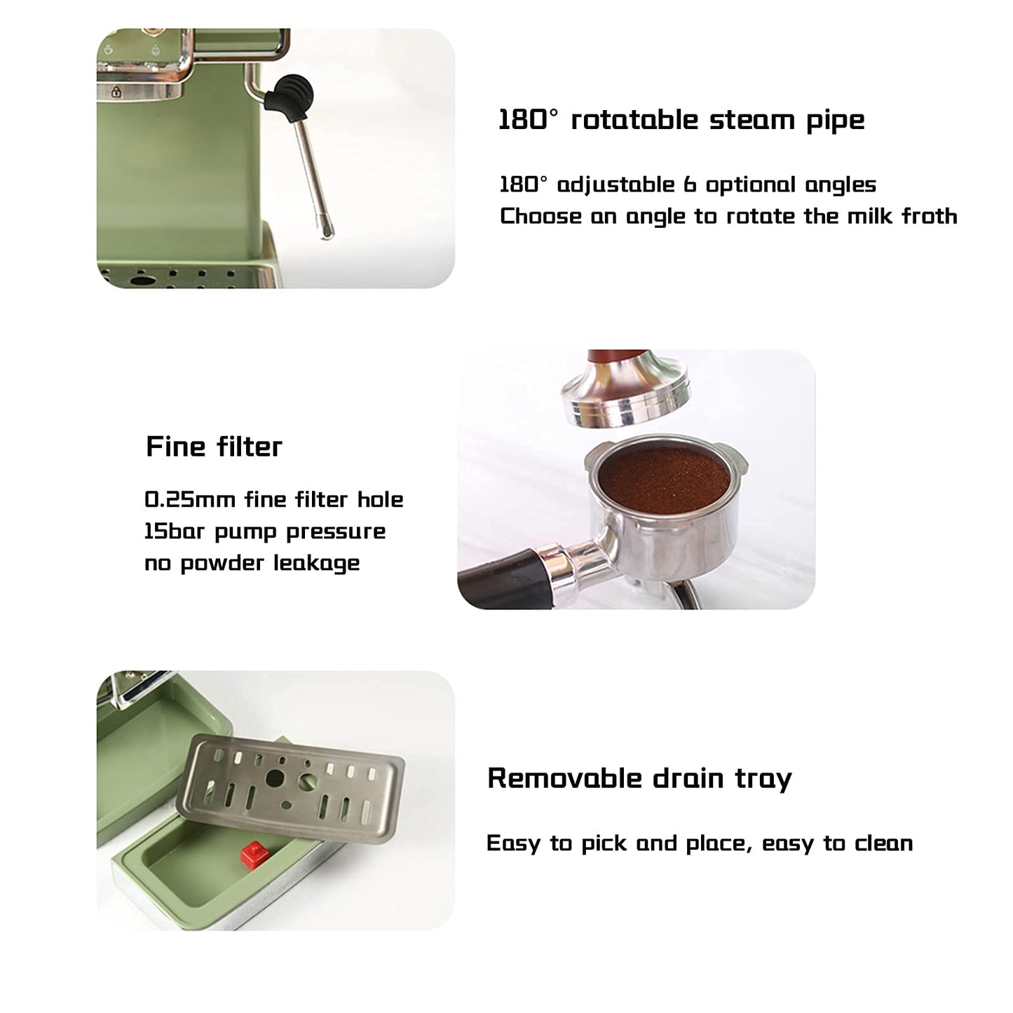 XFZJCHAP Coffee Machine Retro Espresso Machine Small Home Coffee Machine Semi-automatic 15bar Steam Milk Froth Coffee Machine
