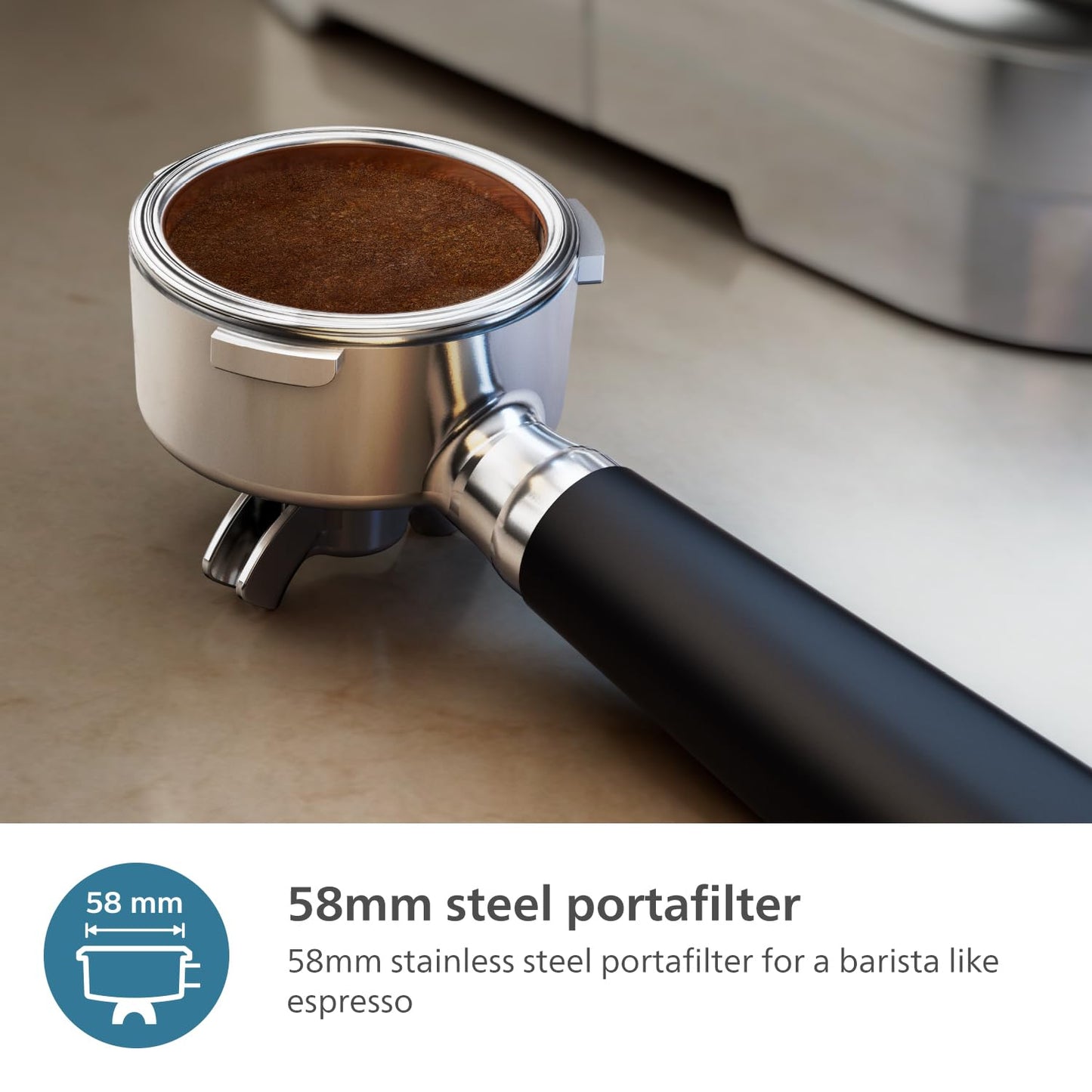 PHILIPS Barista Brew Espresso Machine - Intuitive Guidance. Calibrated Tamping. Elegant Design. 280g Dual Bean Container. Semi Automatic Espresso Machine. Metal Silver (PSA3228/01)