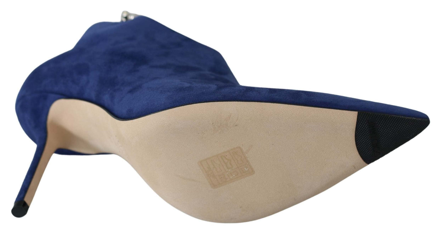 JIMMY CHOO Pop Blue Leather Blaize 100 Boots Shoes, Blue, 9 UK