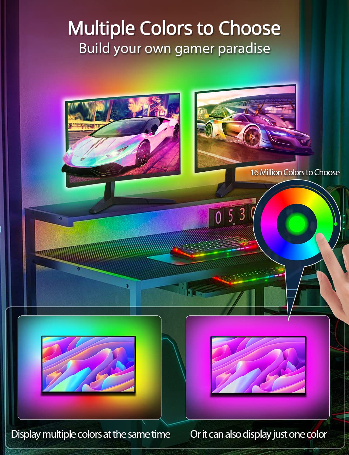 MATICOD LED Lights for TV, 3M TV Lights for 32-43in Tvs, Music Sync Color Changing RGB TV Backlight with Remote APP Control USB Led Strip Lights for Christmas Gaming Room Decoration