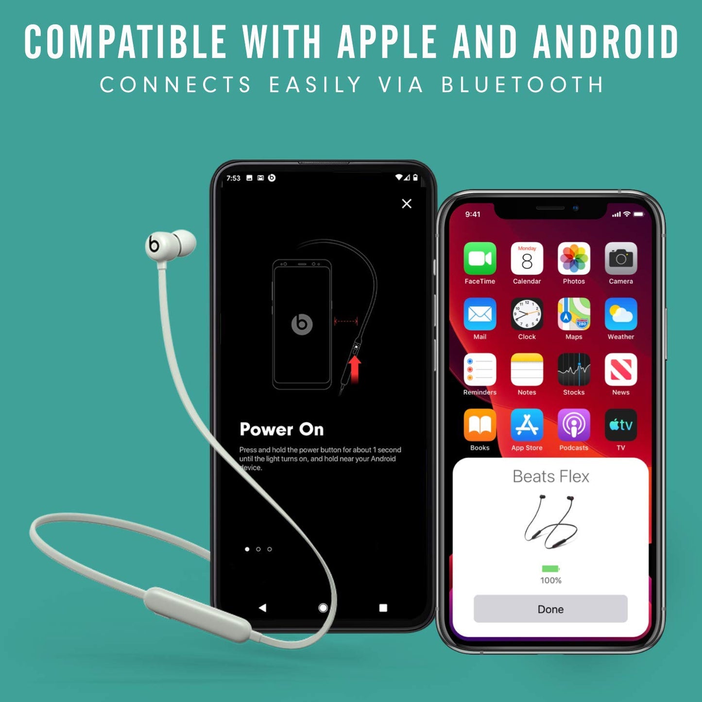 Beats Flex Wireless Earphones – Apple W1 Headphone Chip, Magnetic Earbuds, Class 1 Bluetooth, 12 Hours of Listening Time, Built-in Microphone - Smoke Grey