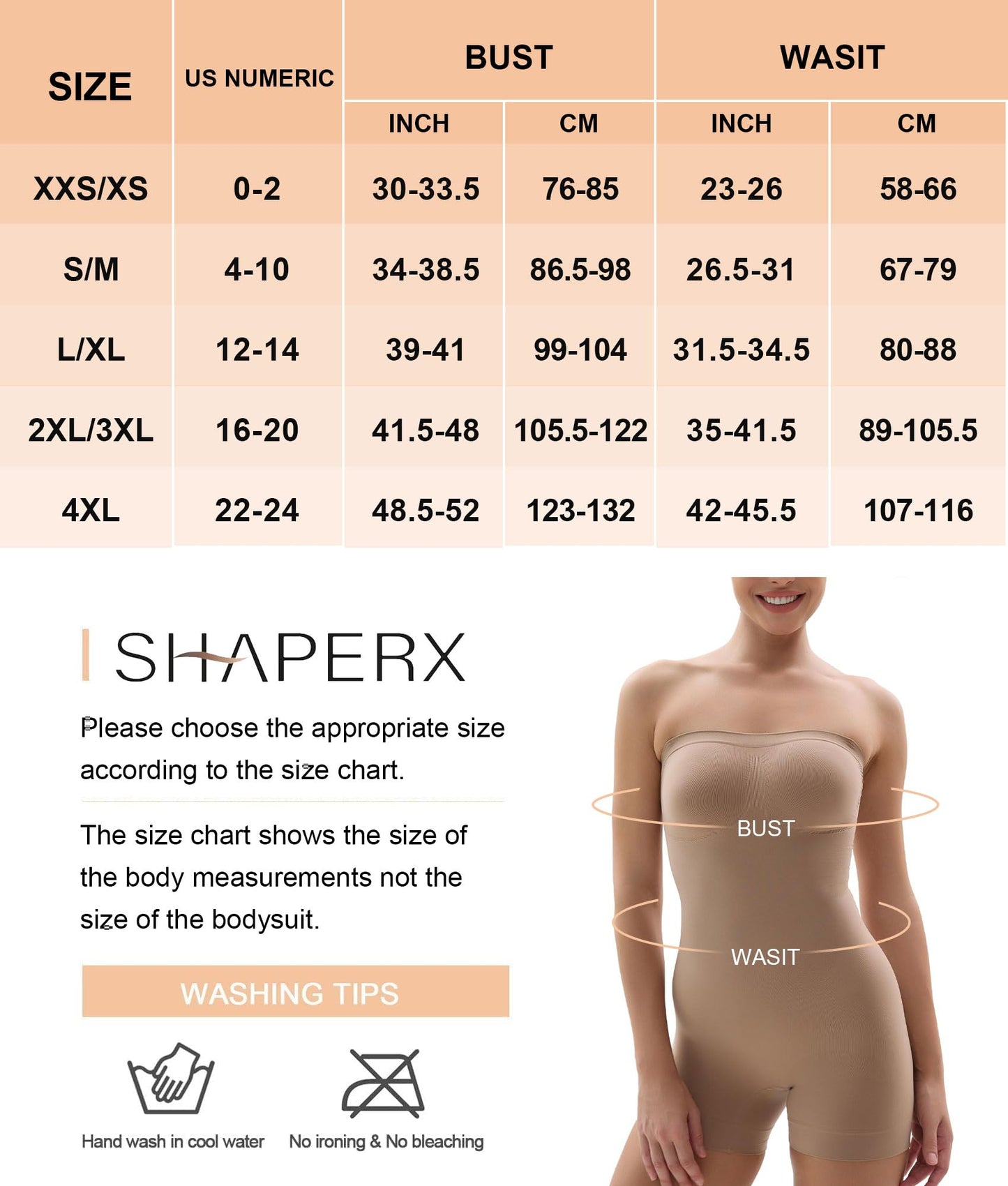 SHAPERX Strapless Bodysuit Shapewear for Women Tummy Control Seamless Sculpting Body Shaper with Removable Straps, UK-SZ5217-Sienna-L/XL