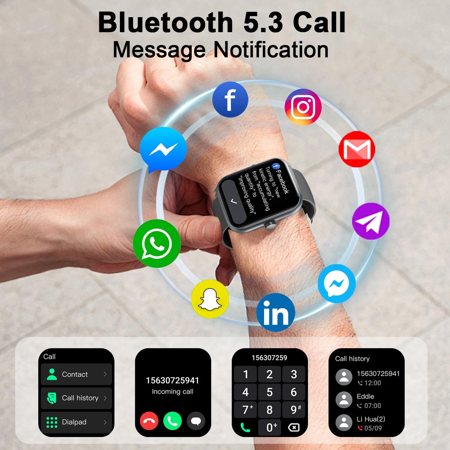 Smart Watch for Men Women (Answer/Make Call), 1.96"HD Screen Fitness Watch with Heart Rate/Sleep Monitor/SpO2/Pedometer, Activity Tracker 110+ Sport Modes, IP68 Waterproof Smartwatch for IOS Android