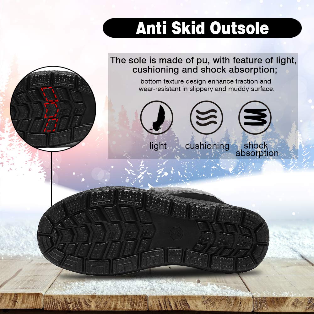 Snow Boots Comfort Outdoor Plush Warm Bootie Winter Women Flat Ankle Boots Black UK 8.5
