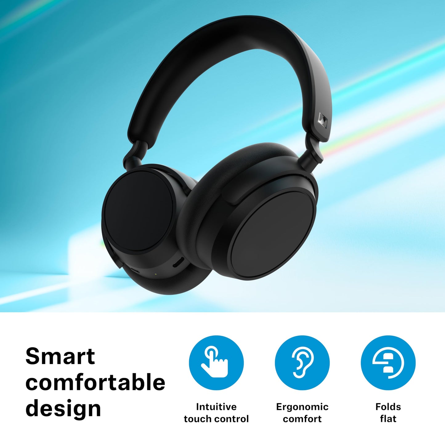 Sennheiser ACCENTUM Plus Wireless Bluetooth Headphones Audio with Quick-Charge Feature, 50-Hour Battery Playtime, Adaptive Hybrid ANC, Sound Personalization and Touch Controls - Black