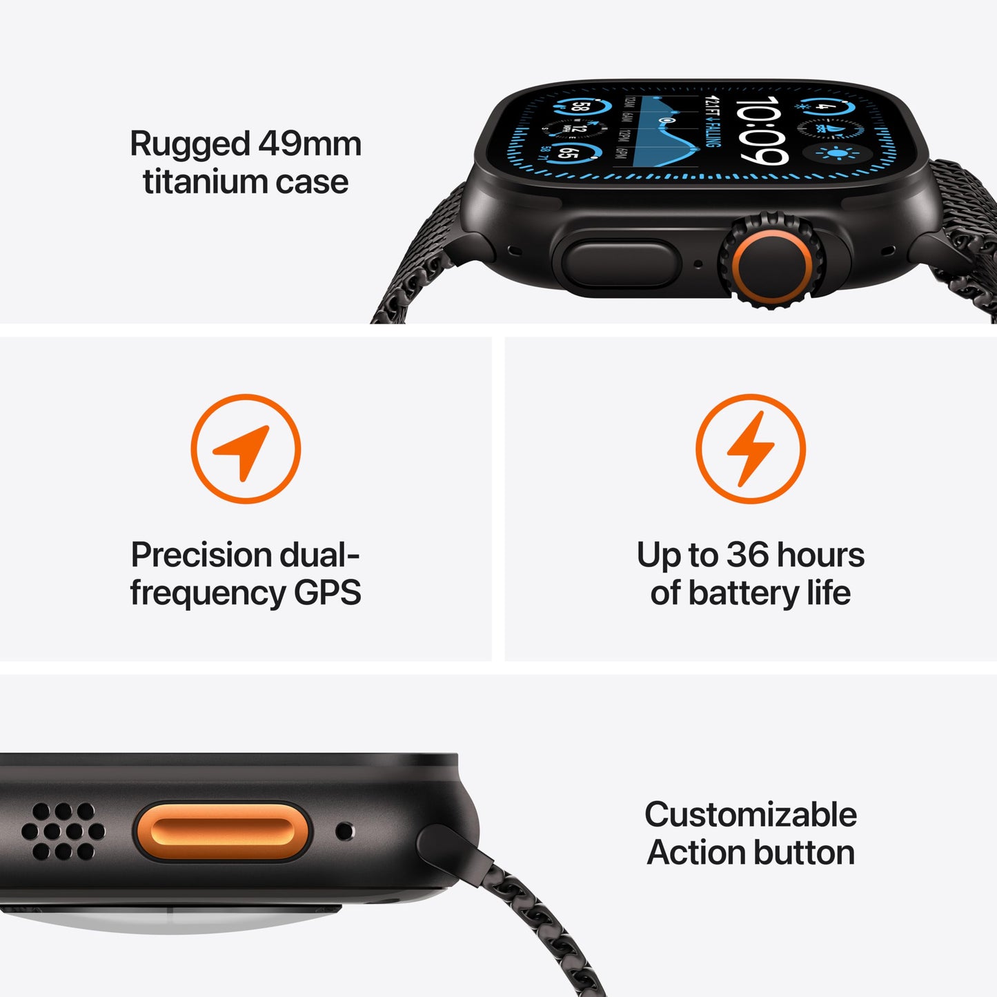 Apple Watch Ultra 2 GPS + Cellular 49mm Smartwatch, Sports Watch with Black with Rugged Titanium Case with Black Ocean Band. Fitness Tracker, Precision GPS, Extra-Long Battery Life