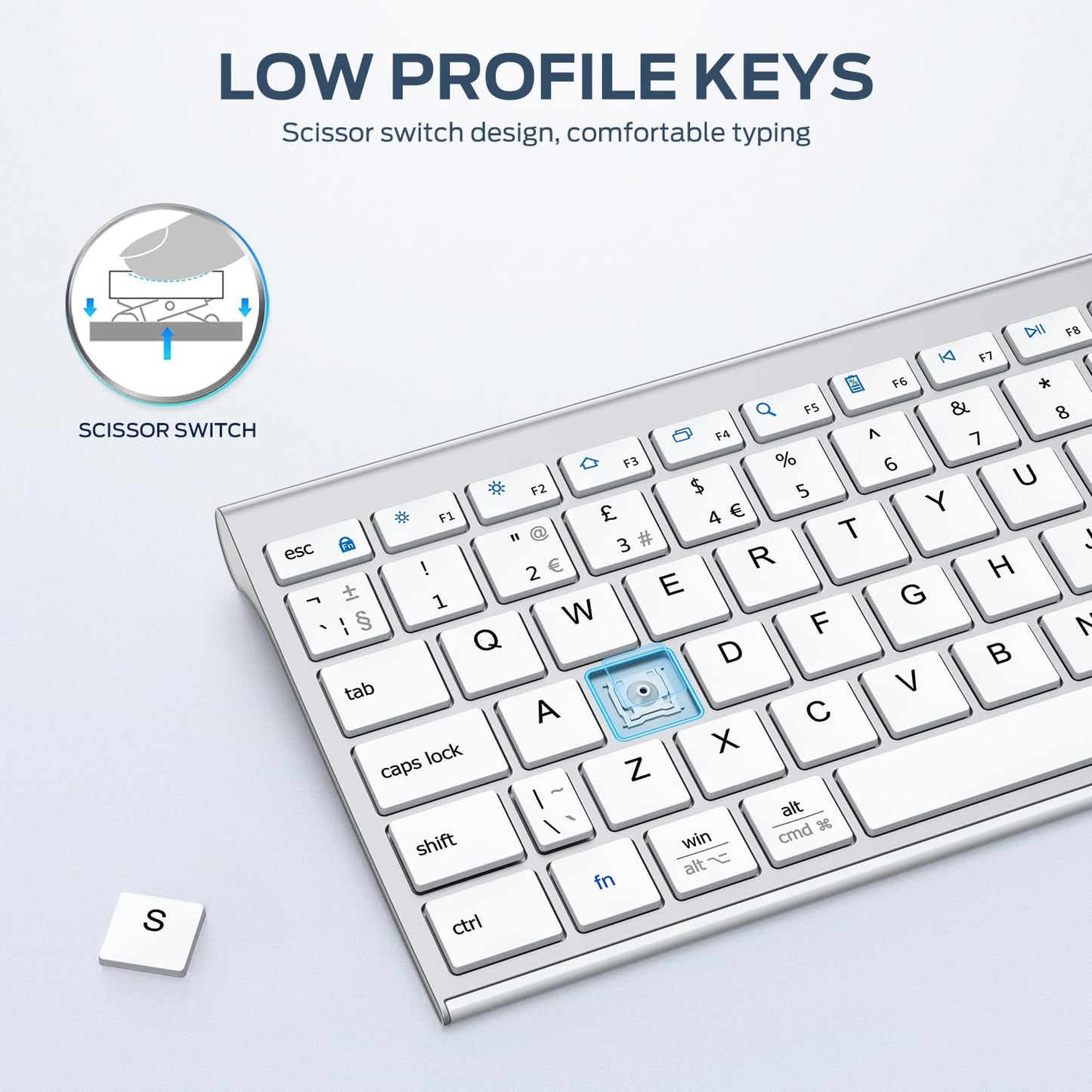 iClever Bluetooth Keyboard, USB-C Rechargeable Wireless Keyboard, Multi-Device Full Size with Numeric Keypad for Mac, Bluetooth 5.1 up to 3 Devices, QWERTY UK Layout, for Laptop/Mac/iMac/Computer/PC