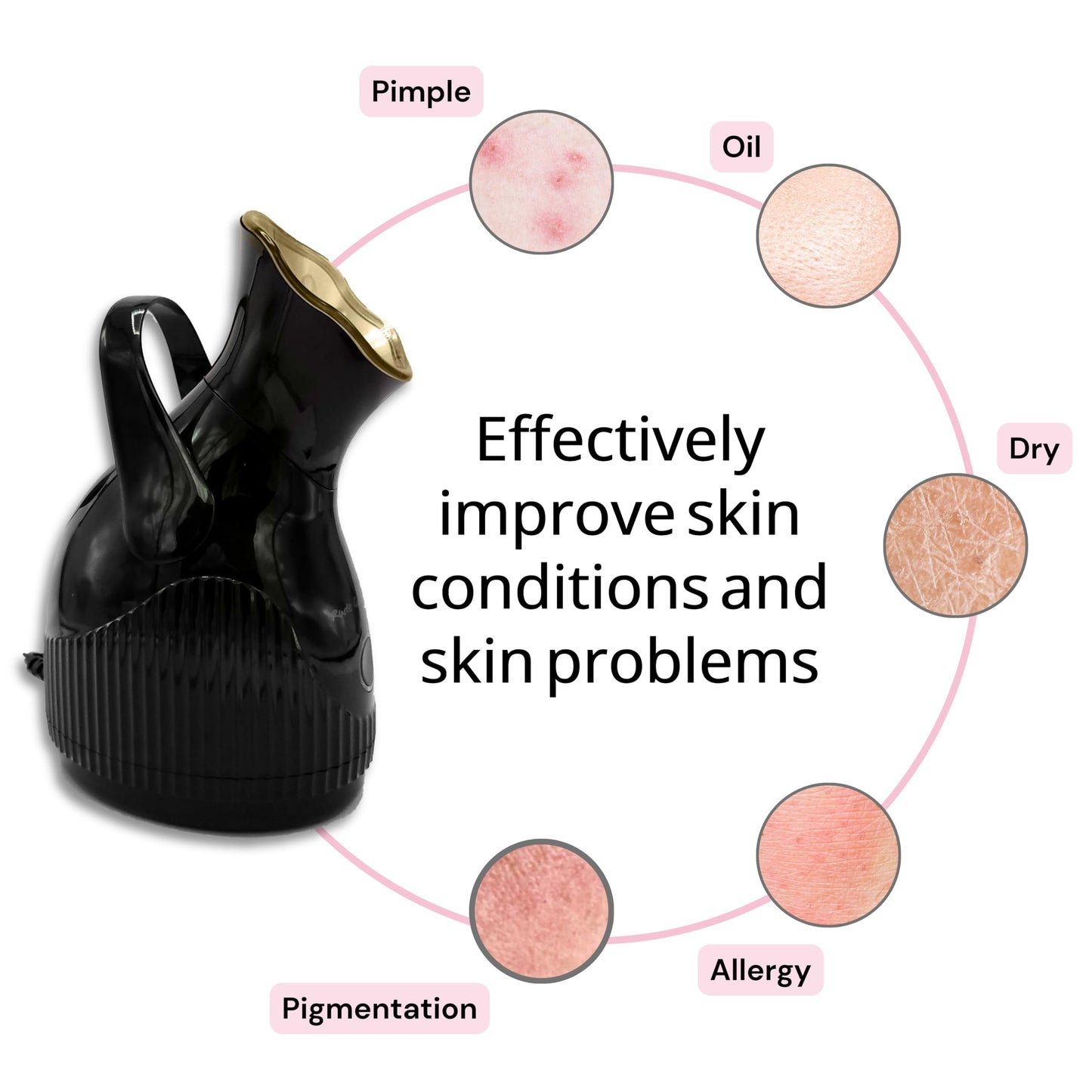 Rude Gal Beauty Hot Mist Steamer for Facial Deep Cleansing & Humidifier - Beauty Tool for Skin Care Hair Care - Ionic Steamer for Face Spa Day Essential Face Care Product Suitable for Men and Women