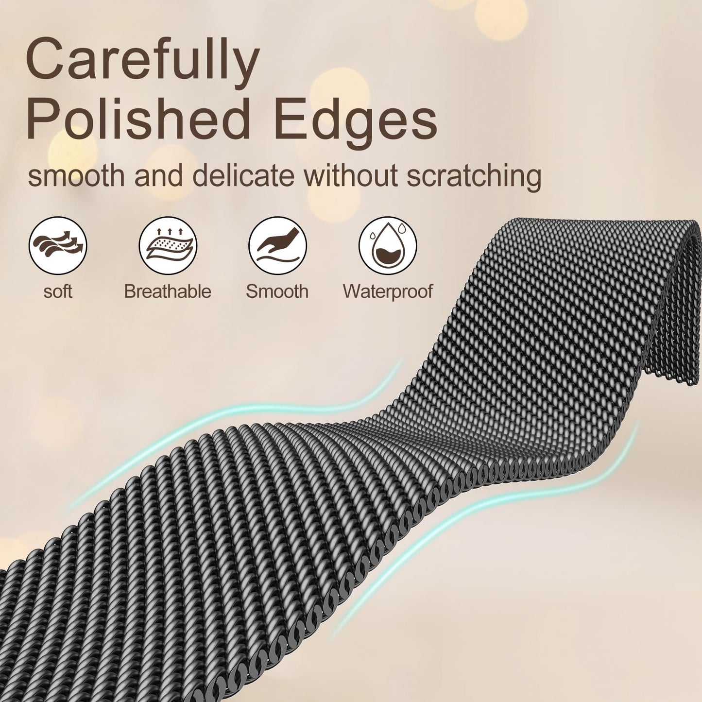 Yoohoo Adjustable Metal Strap Compatible with Apple Watch Straps 38mm 40mm 41mm 42mm(Series 10) Women Men,Upgraded Replacement Band for iWatch Series 10 9 8 7 6 5 4 3 2 1 SE Double Magnetic,Black