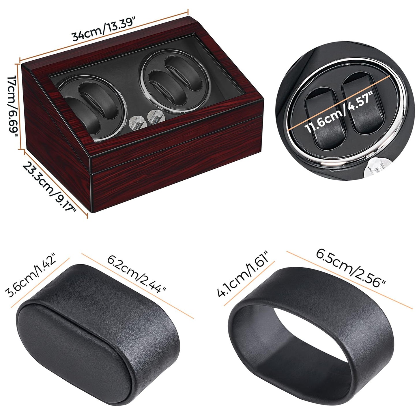 ANWBROAD Watch Winder for Automatic Watches 4 Watch Rotator and 6 Extra Storages with Super Quiet Mabuchi Motor LED Backlight Watch Turner Piano Paint Watch Shaker 5 Rotating Modes Gift USB JWW002Y