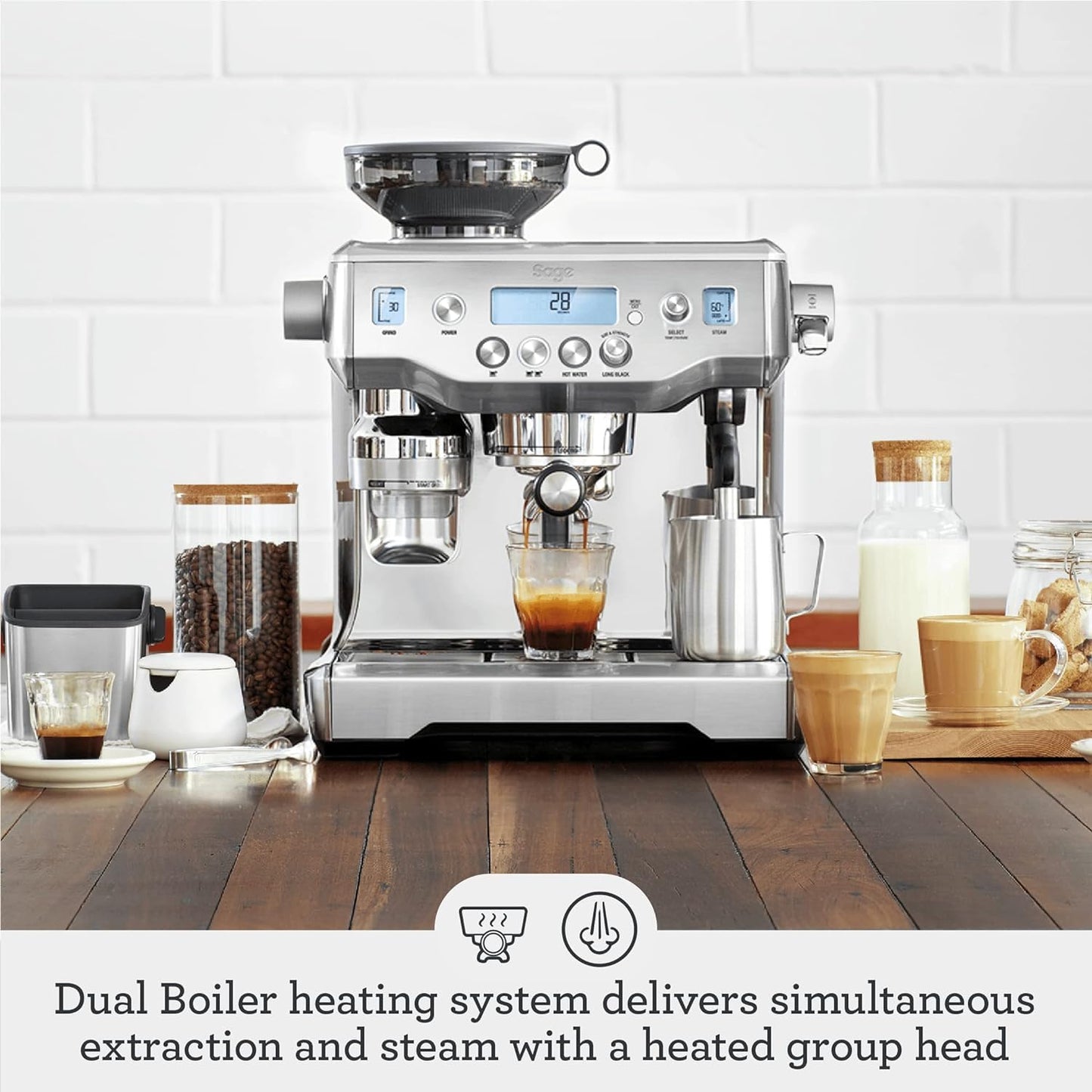 Sage - The Oracle, Bean to Cup Coffee Machine with Manual and Automatic Milk Frother, Black Truffle