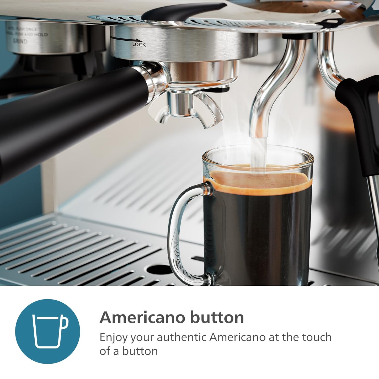PHILIPS Barista Brew Espresso Machine - Intuitive Guidance. Calibrated Tamping. Elegant Design. 280g Dual Bean Container. Semi Automatic Espresso Machine. Metal Silver (PSA3228/01)