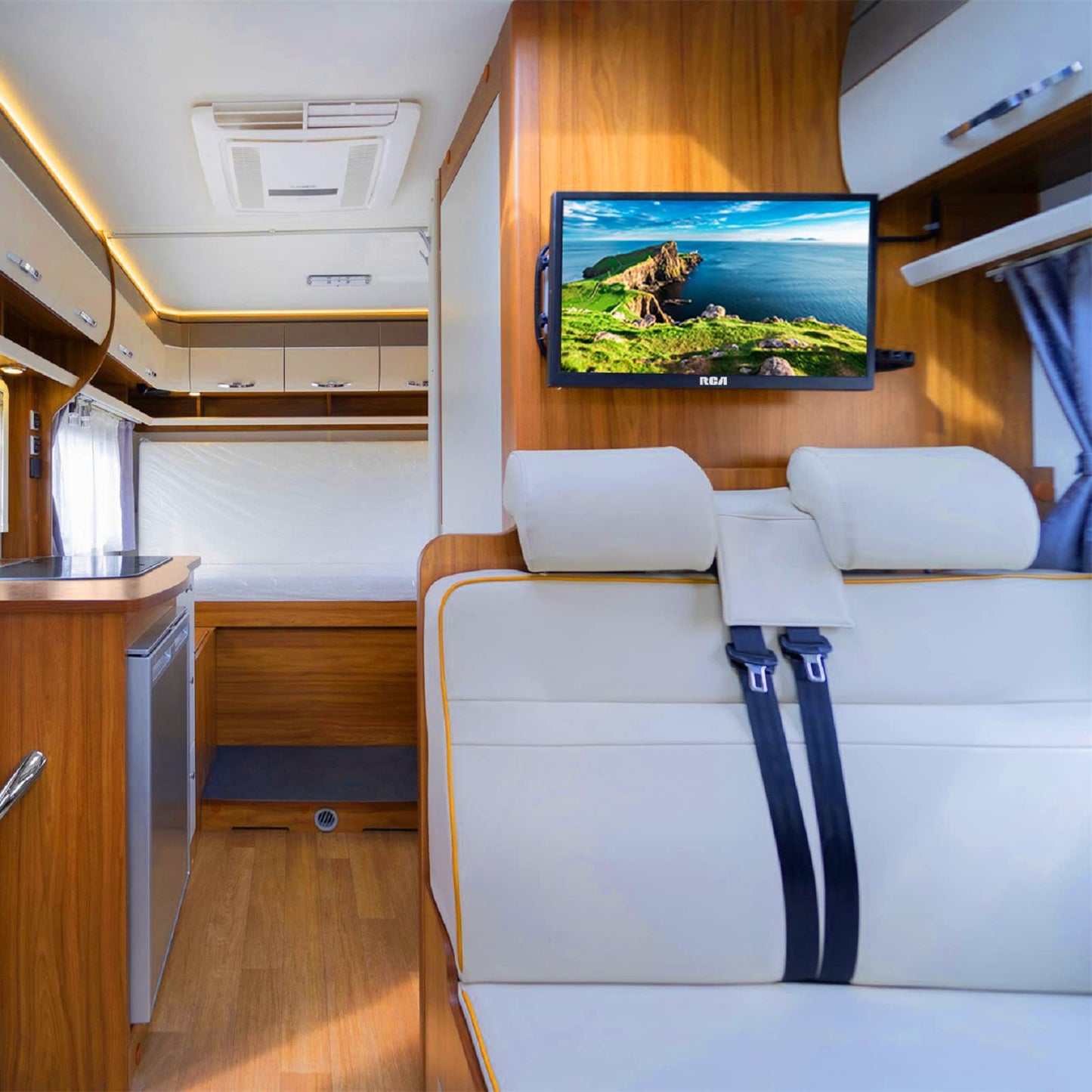 RCA RB24H2CU 12 Volt 24" inch HD TV, Freeview HD DVB-T2/C/S2 Dolby Digital Audio Caravans TV, HD LED Backlighting Display, HDMI VGA PC Audio SCART USB Travel TV, Small TV for Motorhome and Campervan