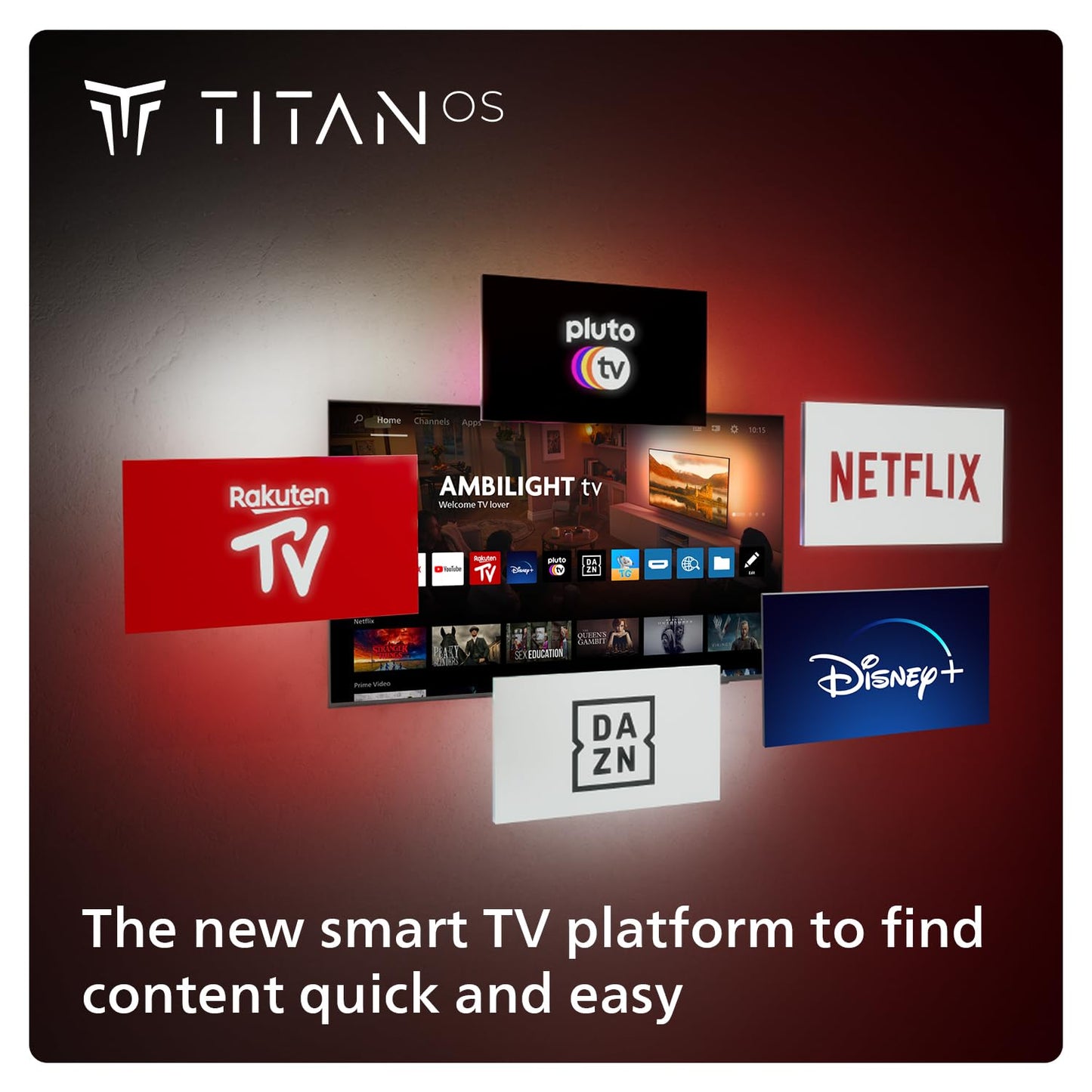 Philips Ambilight 55PUS8109 4K LED Smart TV - 55 Inch Display with Pixel Precise Ultra HD, Titan OS Platform and Dolby Atmos Sound, Works with Alexa and Google Voice Assistant - Satin Chrome