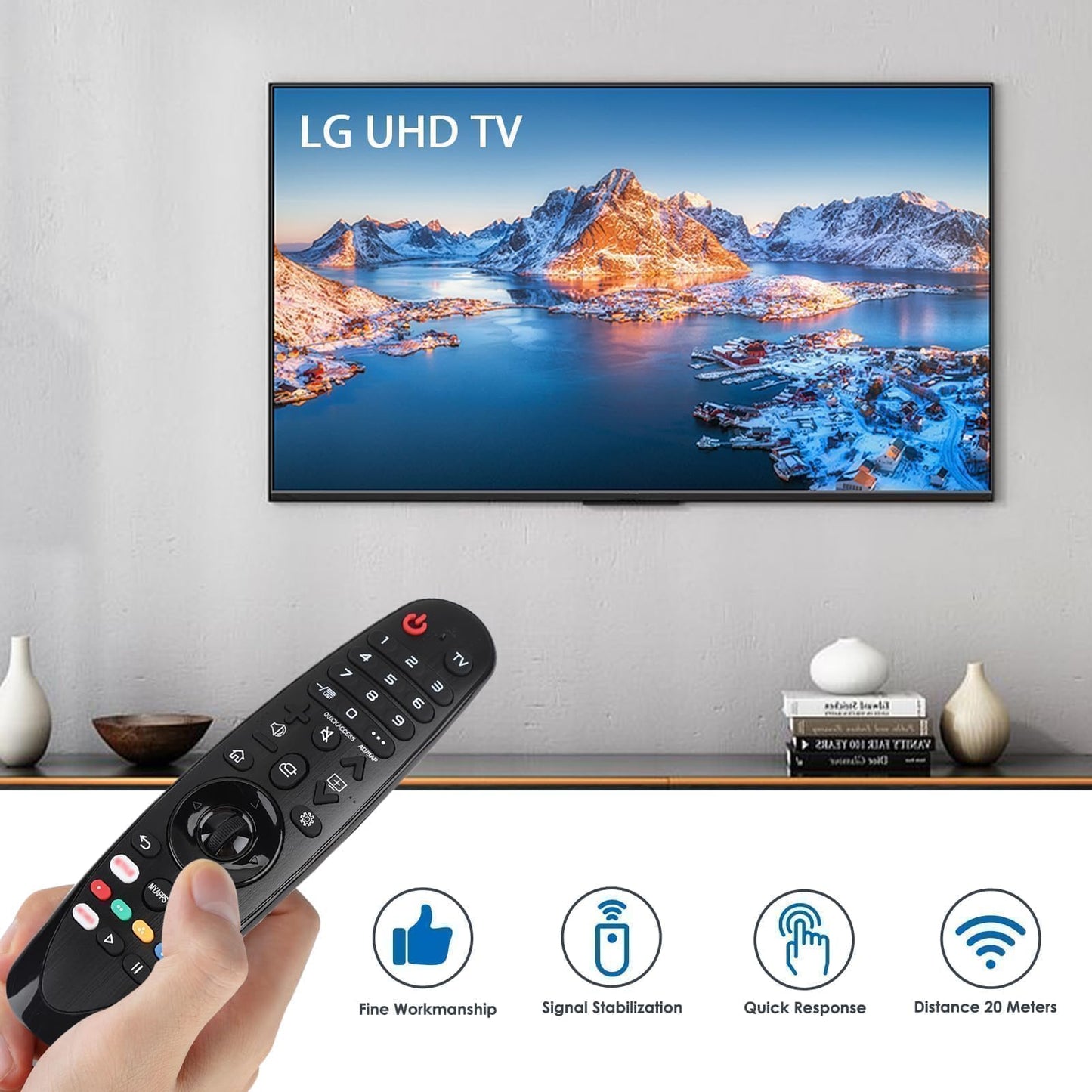 Universal Remote Control for LG Smart TV, AN-MR20GA Remote Control Replacement Fit for All Models of LG TV, HD, LCD, LED, HDTV, UHD, OLED, 3D, 4K AKB75855501/AKB75855502(No Voice/Pointer Functions)
