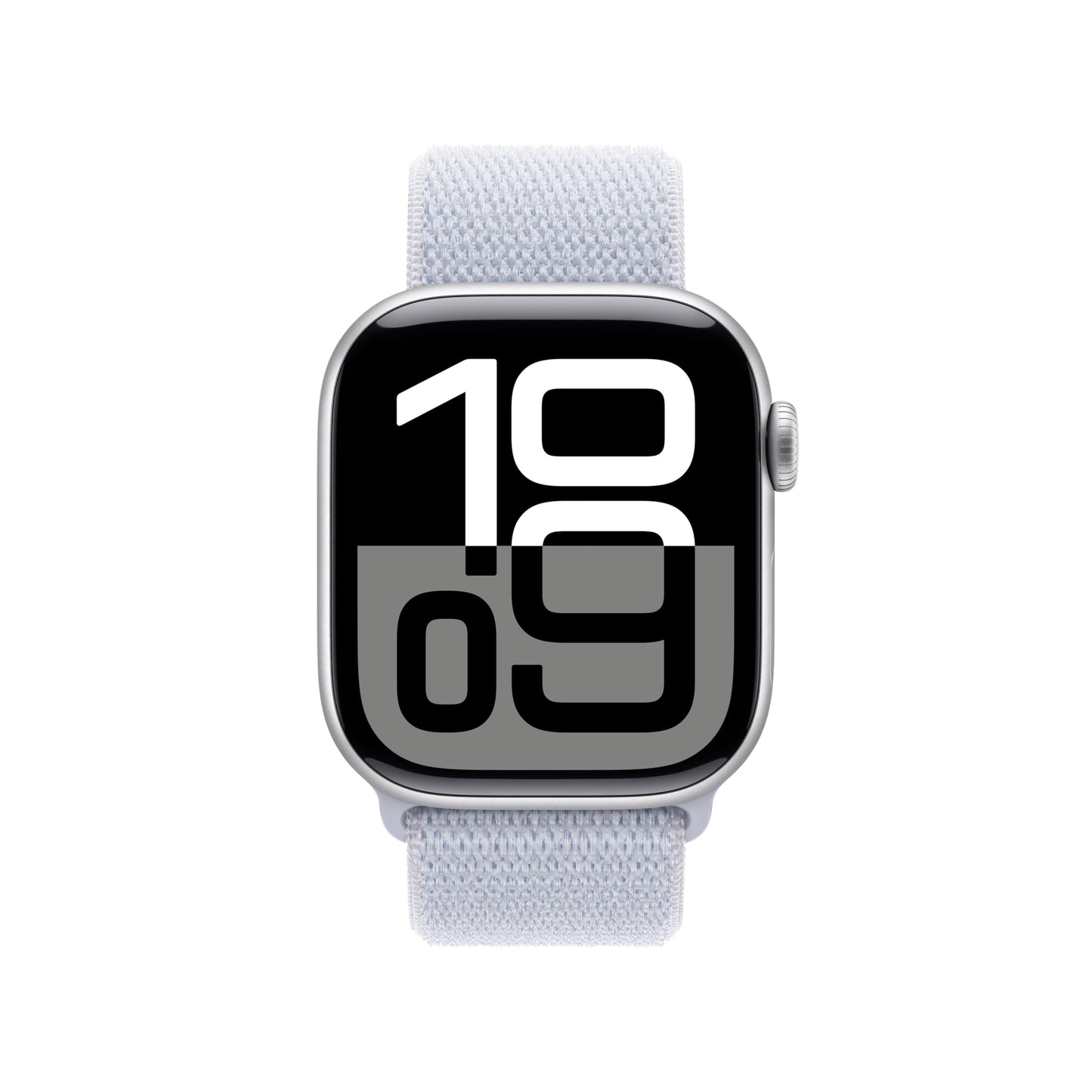 Apple Watch Series 10 GPS 42 mm Smartwatch with Silver Aluminium Case with Blue Cloud Sport Loop - One Size. Fitness Tracker, ECG App, Always-On Retina Display, Carbon Neutral