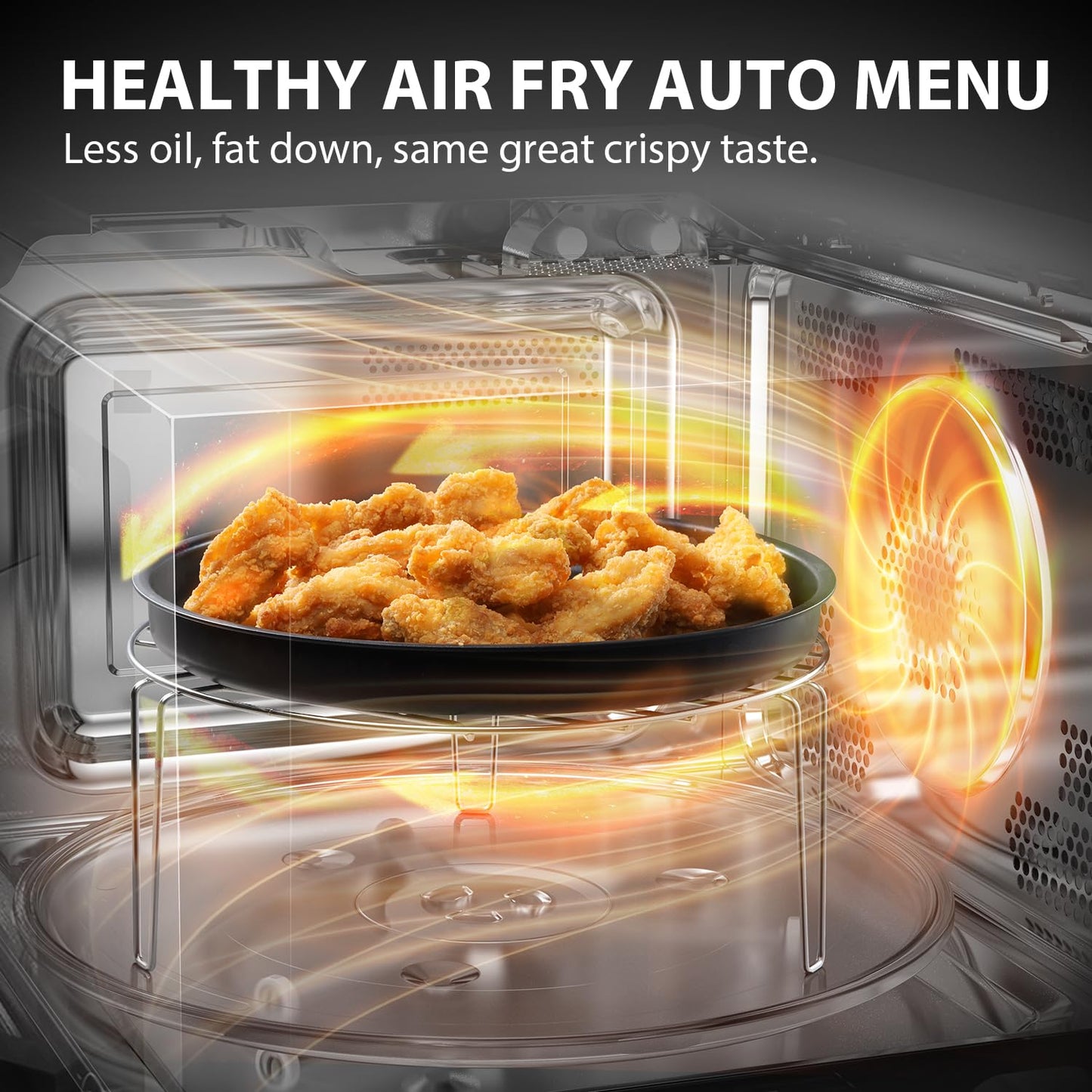 TOSHIBA Air Fry Auto Menu Combo 5-IN-1 26L Countertop Microwave Oven, Broil, Bake, Combi, 10 Power Levels, 10 Auto Cooking Presets, Easy Defrost, Black, 900W, ML2-EC26SF(BS)