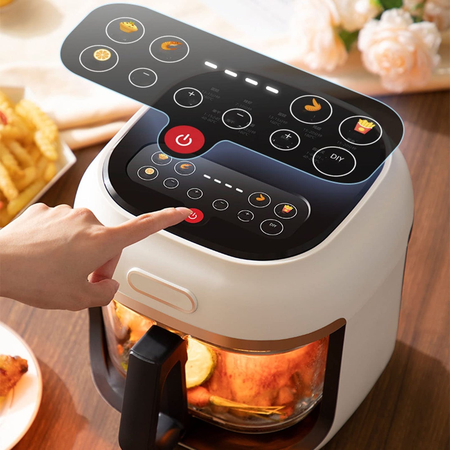 4L Air Fryer Oven, Oil Free Frying, Easy Clean, Non Stick Basket (Color : Wit)