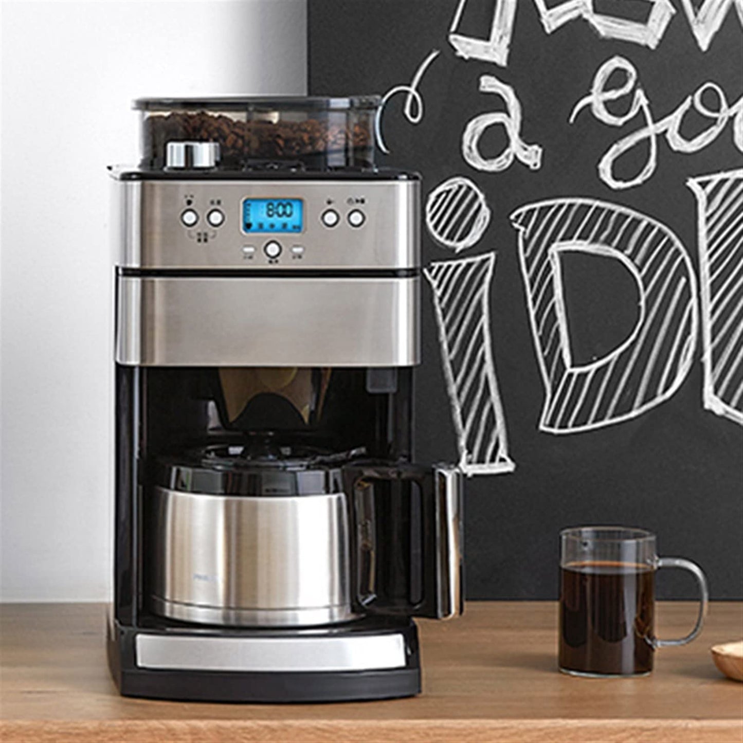 XFZJCHAP TEmkin Coffee Maker Coffee Pot Home Small Coffee Machine Fully Automatic Grinding Integrated Coffee Machine (Color : Silver Grey, Size : KR) (Silver Grey EU)