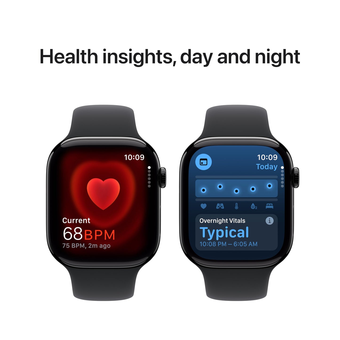Apple Watch Series 10 GPS 46 mm Smartwatch with Jet Black Aluminium Case with Black Sport Band - S/M. Fitness Tracker, ECG App, Always-On Retina Display, Water Resistant