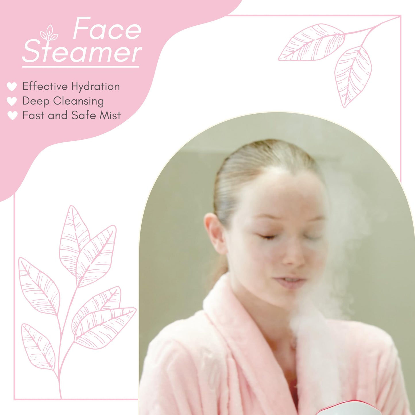 Rude Gal Beauty Hot Mist Steamer for Facial Deep Cleansing & Humidifier - Beauty Tool for Skin Care Hair Care - Ionic Steamer for Face Spa Day Essential Face Care Product Suitable for Men and Women