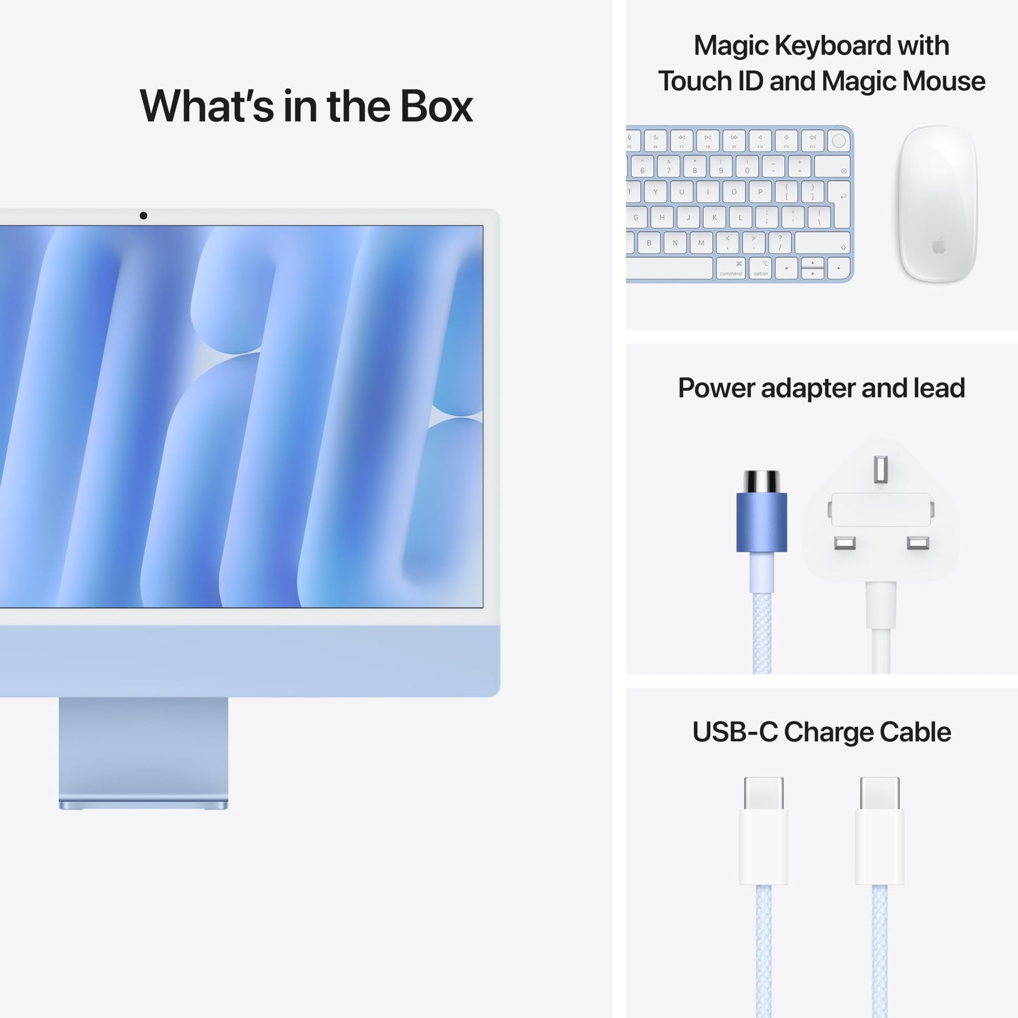 Apple iMac All-in-One Desktop Computer with M4 chip with 10-core CPU and 10-core GPU: Built for Apple Intelligence, 24-inch Retina Display, 16GB Unified Memory, 256GB SSD storage; Blue