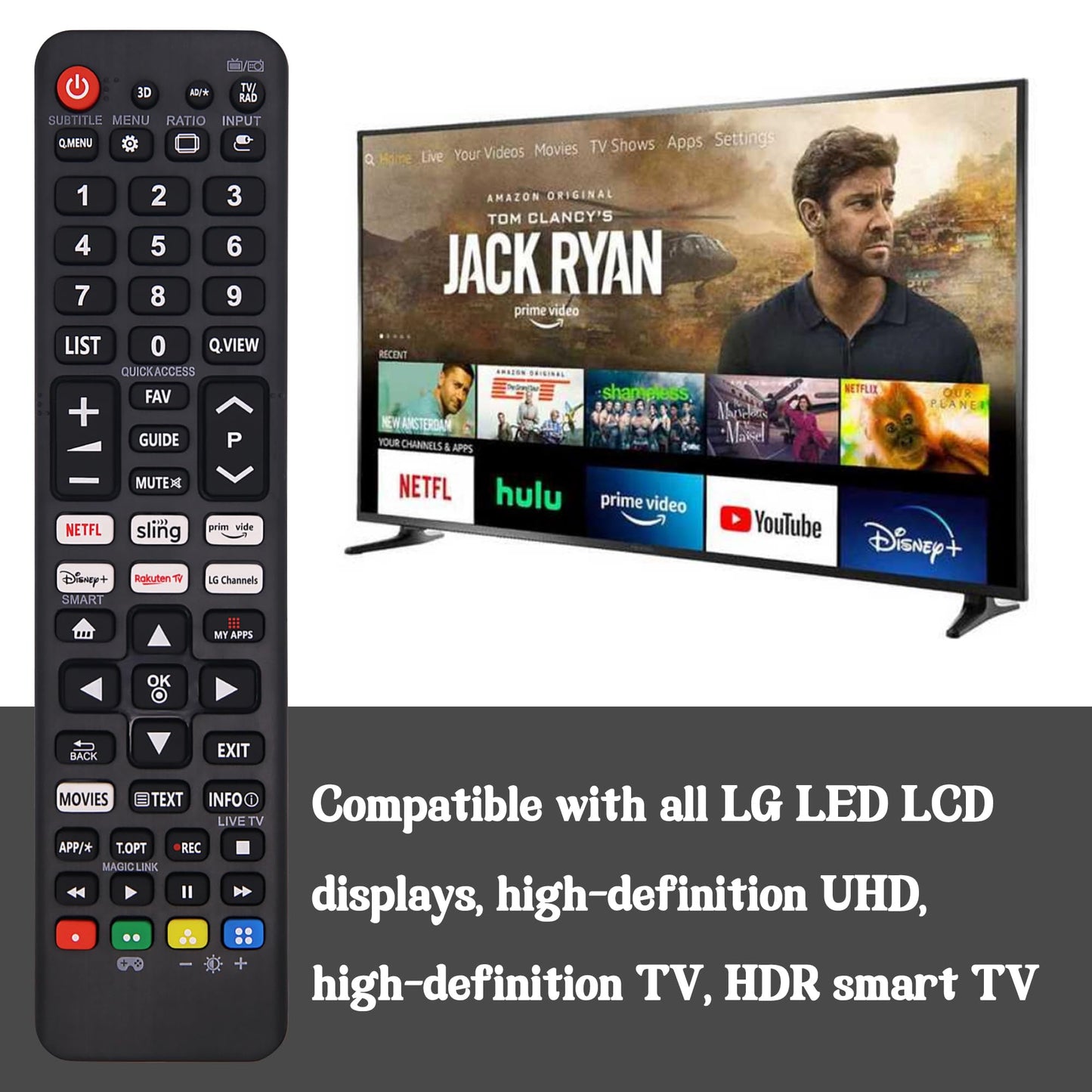 Riry New Universal Remote Control For LG TV’s with Six Quick-Access Buttons for LCD, LED, UHD, QLED TVs, Remote Control For All LG Tv, No Setup Required