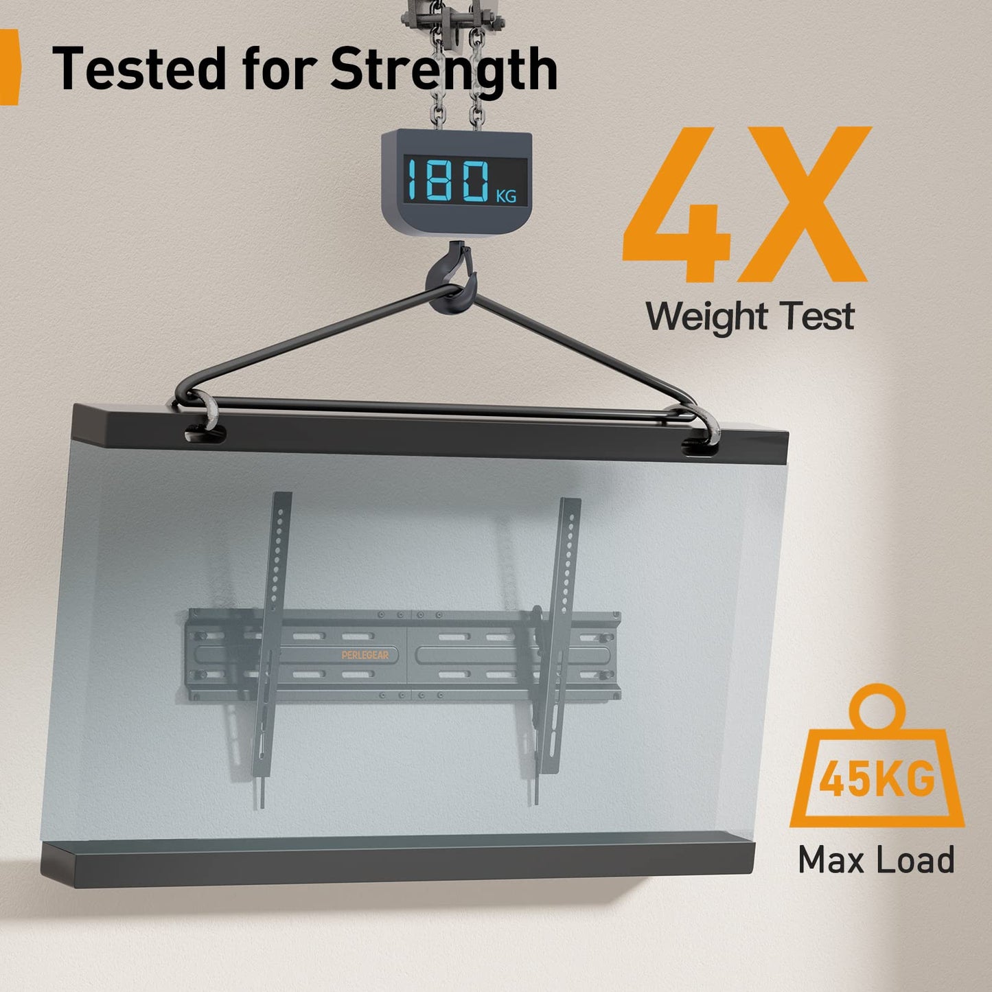 Perlegear TV Wall Bracket for Most 37–82 inch LCD LED OLED Flat Curved TVs up to 45kg, Low Profile Tilt Wall Brackets, Ultra Slim Heavy-Duty TV Wall Mount with Max VESA 600x400mm, PGLT4