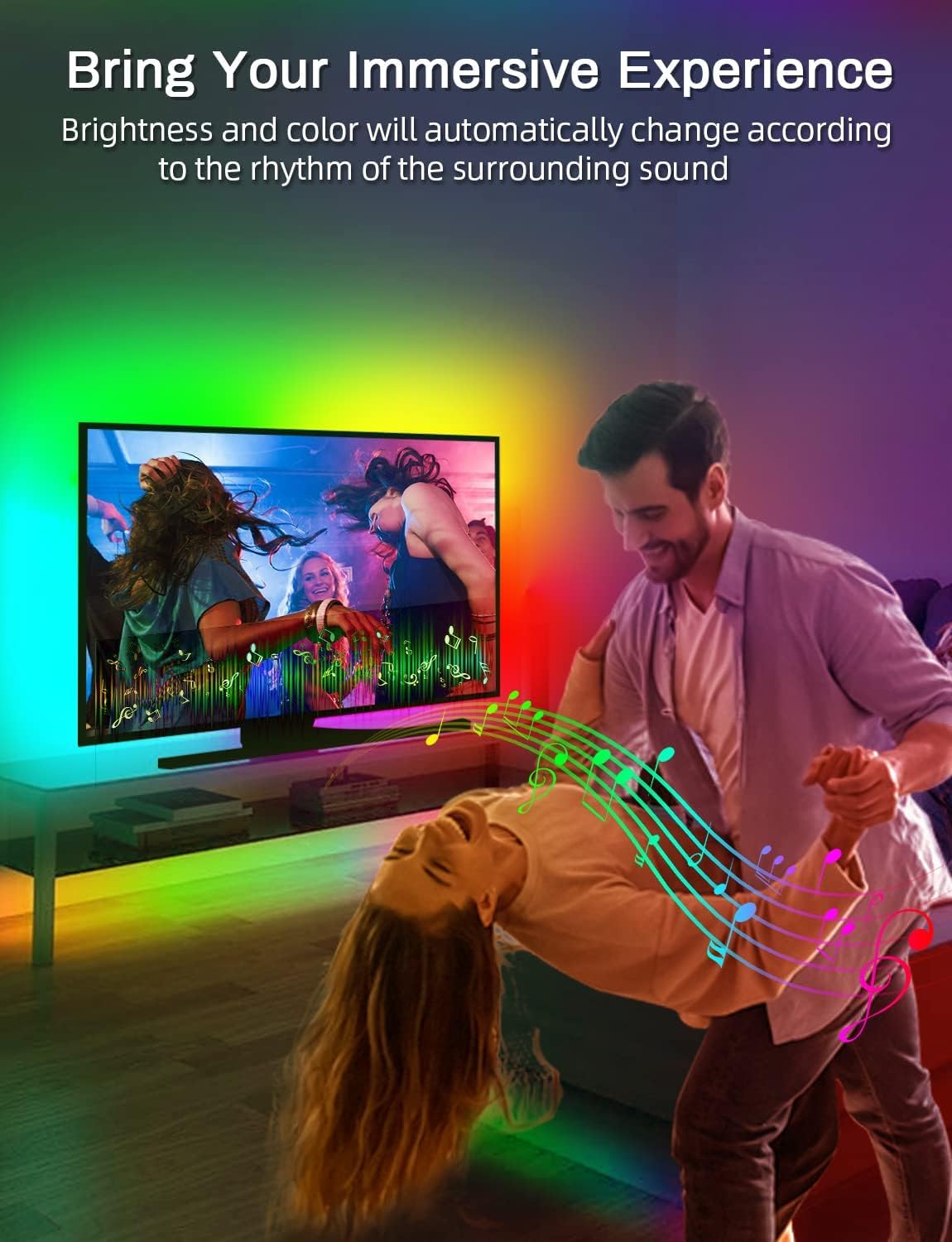 MATICOD LED Lights for TV, 3M TV Lights for 32-43in Tvs, Music Sync Color Changing RGB TV Backlight with Remote APP Control USB Led Strip Lights for Christmas Gaming Room Decoration