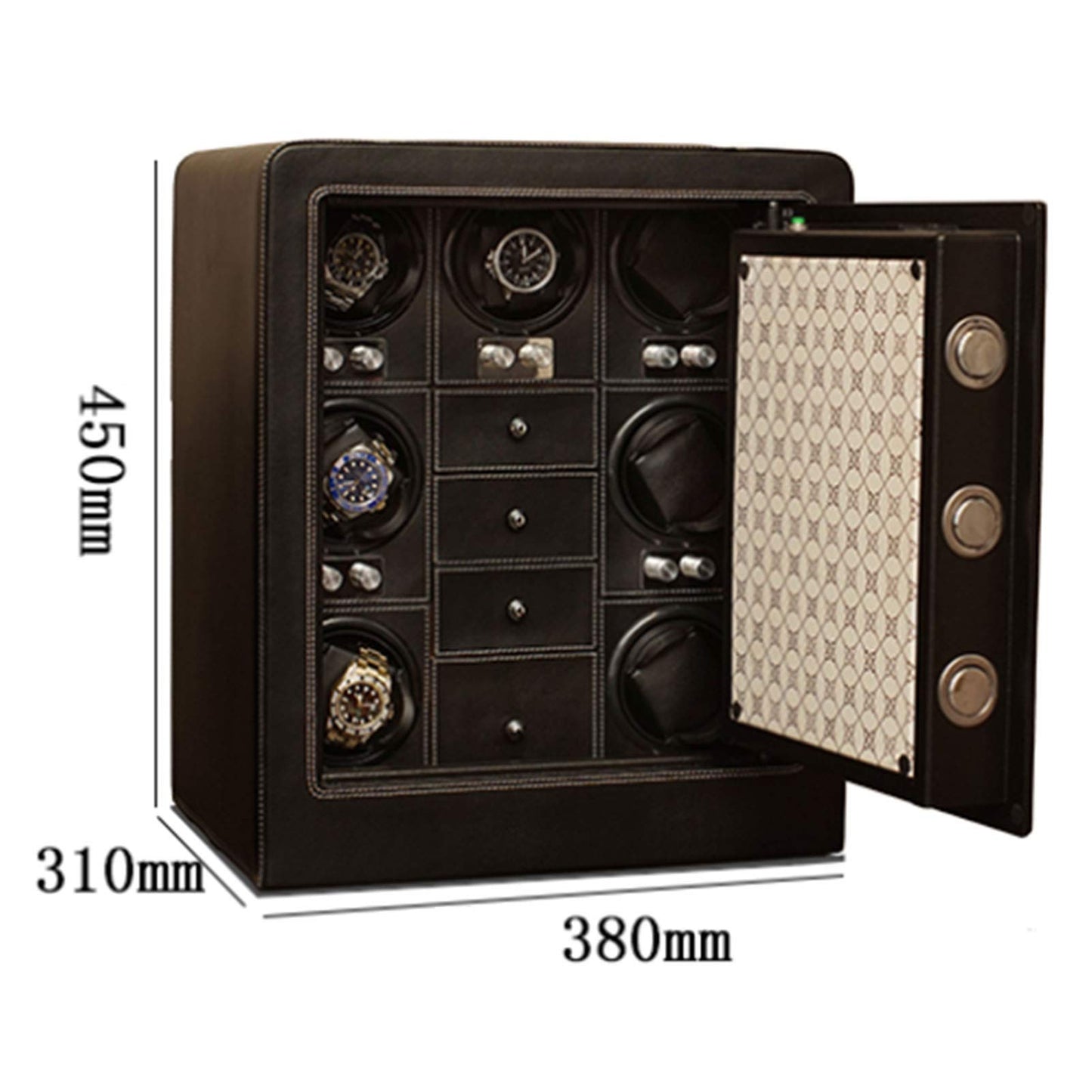 Watch Winder Watch Winder, 4 + 0 Watch High-end LED Light Fingerprint Safe Deposit Automatic Watch Winder, Silent Rotating Motor, Anti-Magnetization, for Lady and Man Watches Watch Winder