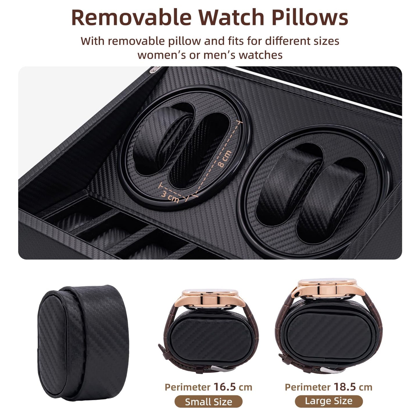 Mcbazel Automatic Watch Winder Box for 4 Watches,4 Watch Winder Box with 4 Watch Winder & 6 Extra Storage Space,Carbon Fiber Leather Watch Winder Storage Display Box with Quiet Running Motor