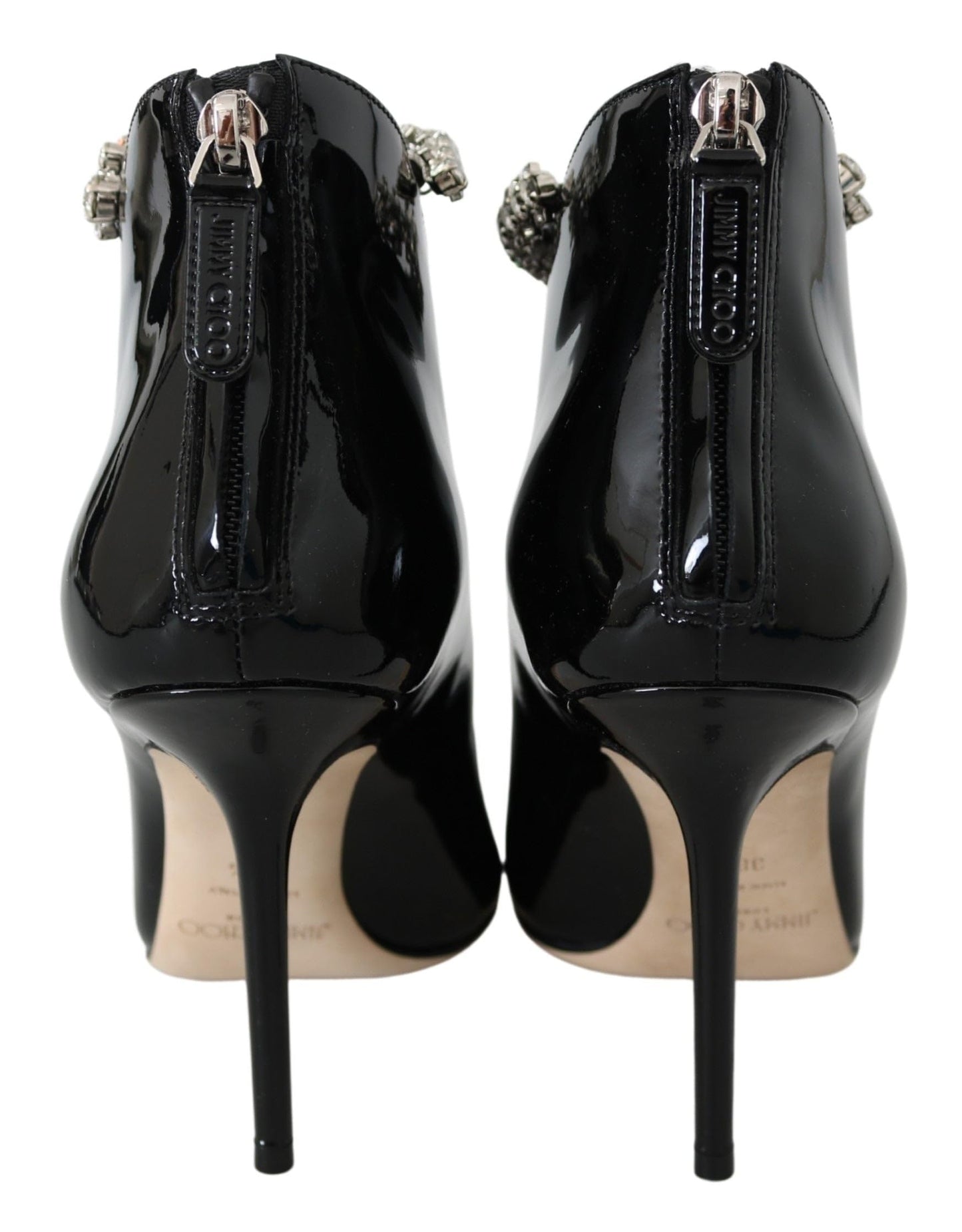 JIMMY CHOO Black Leather Blaize 100 Pat Boots Shoes, Black, 9 UK