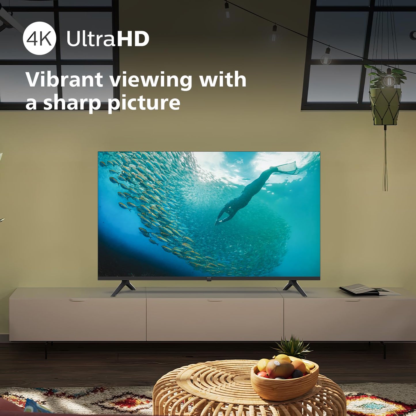 Philips 43PUS7009 4K LED Smart TV - 43 Inch Display with Pixel Precise Ultra HD, Titan OS Platform and Dolby Atmos Sound, Works with Alexa and Google Voice Assistant - Matt Black