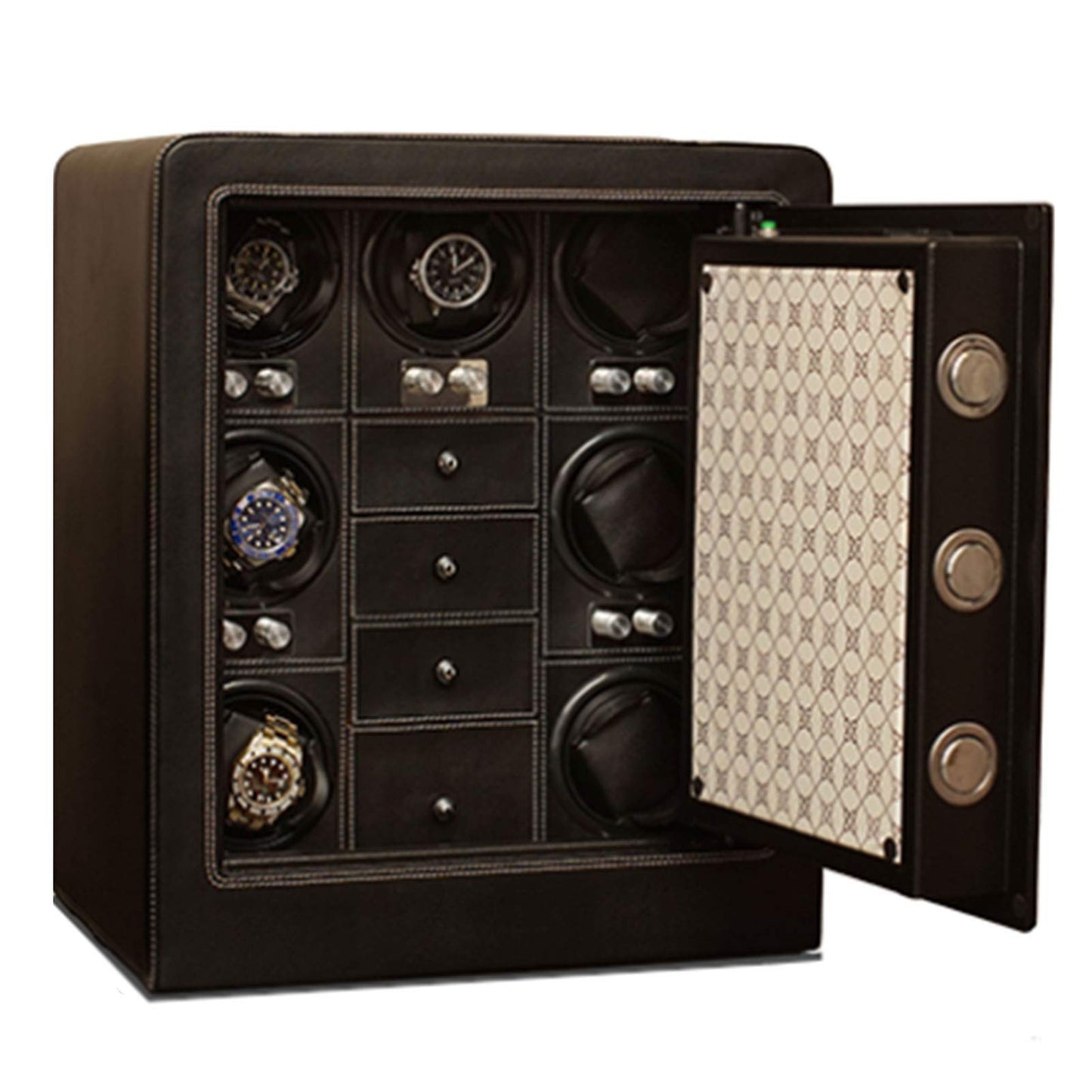 Watch Winder Watch Winder, 4 + 0 Watch High-end LED Light Fingerprint Safe Deposit Automatic Watch Winder, Silent Rotating Motor, Anti-Magnetization, for Lady and Man Watches Watch Winder
