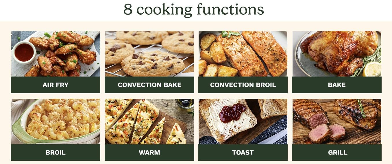 23 Litre Air Fryer Oven + Convection Toaster Grill Oven, 8 in 1 Oven with Bake, Grill, Broil & Warm Options, Stainless Steel 23 Litre Air Fryer 1.6kW