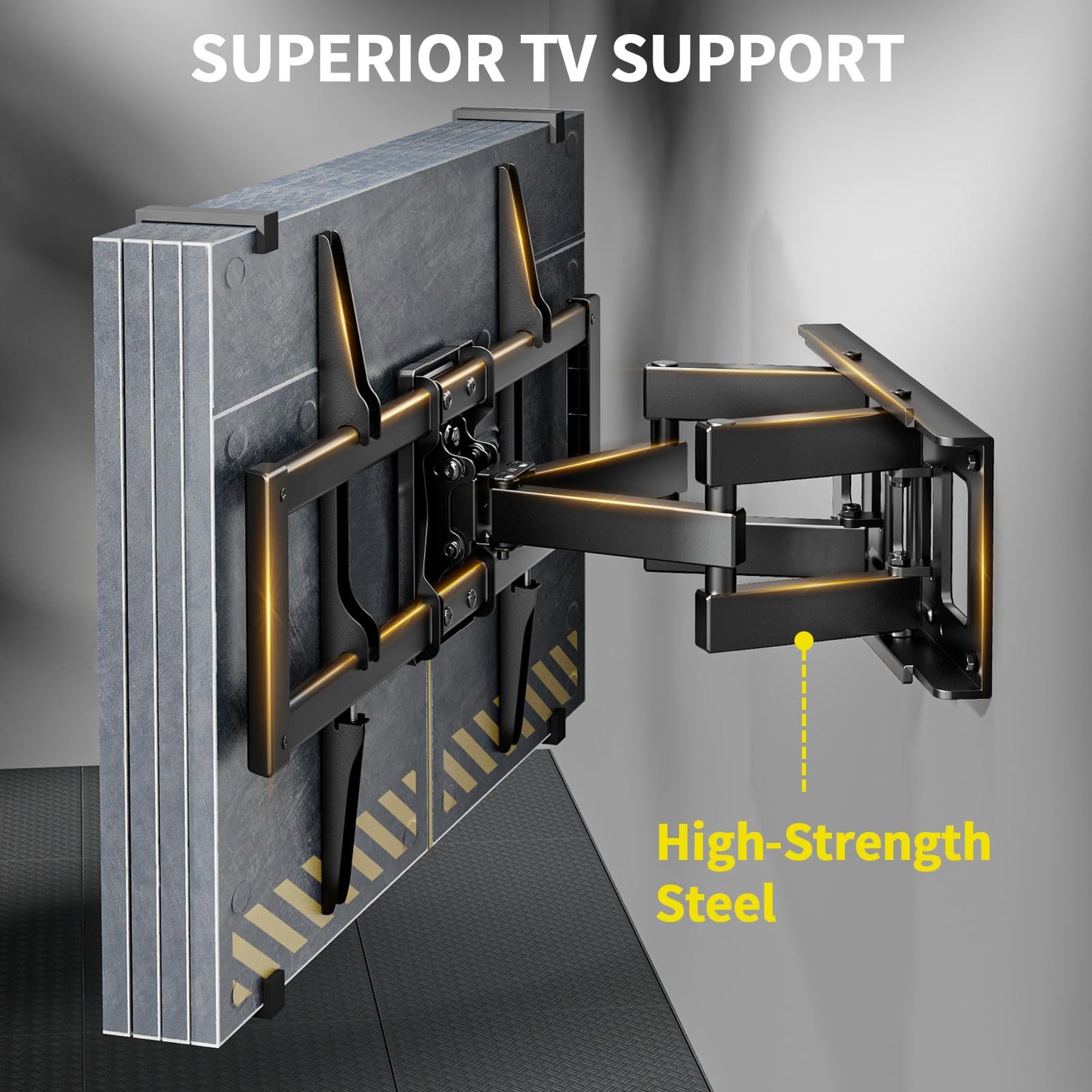Alphamount TV Wall Bracket for Most 37 to 75 Inch 4K LED & OLED TVs up to 45kg, TV Bracket with Dual Articulating Arms, Swivel, Extension & Tilt, TV Wall Mount with Max VESA 600x400mm
