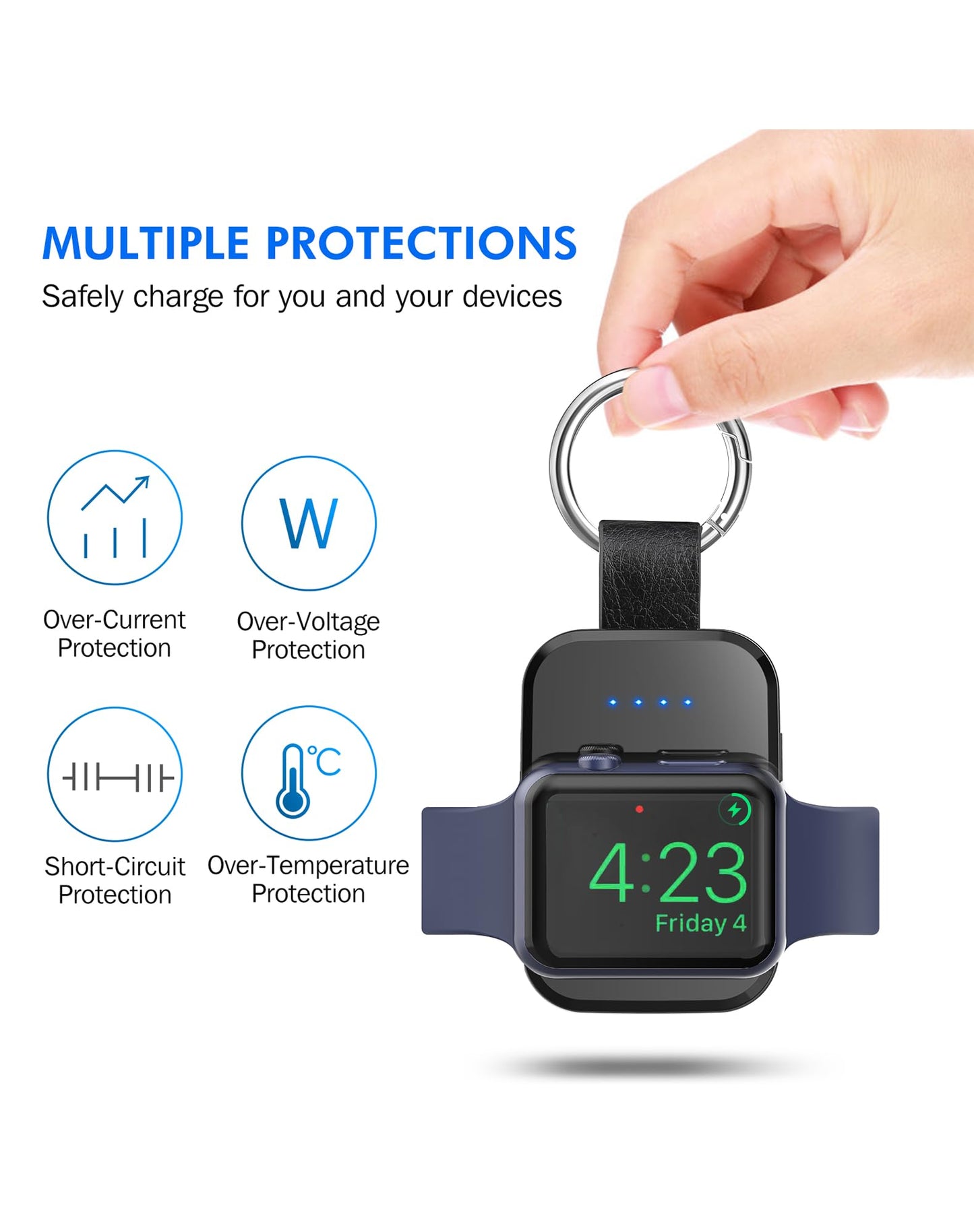 Portable Wireless Charger for Apple Watch Series 10,9,8,7,6,5,4,3,2,SE,Ultra 2,i.VALUX 1000mAh iWatch Charger Magnetic Keychain Power Bank, Travel Apple Watch Accessories 45/44/42/41/40/38/49mm(Black)