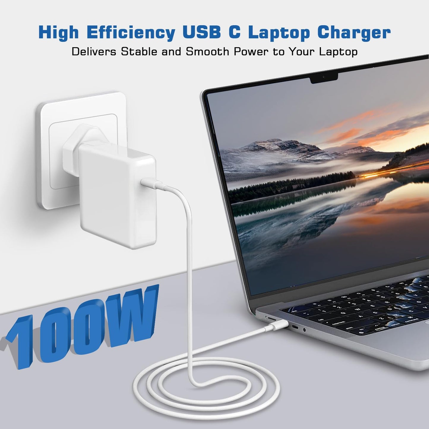 Mac Book Charger,100W USB C Laptop Charger for Mac Book pro 16, 15, 14, 13 Inch& Mac Book Air 13 14 15 Inch 2024/2023, ipad Pro, Sam sung Galaxy and All Charge USB C 96W 87W 61W Device