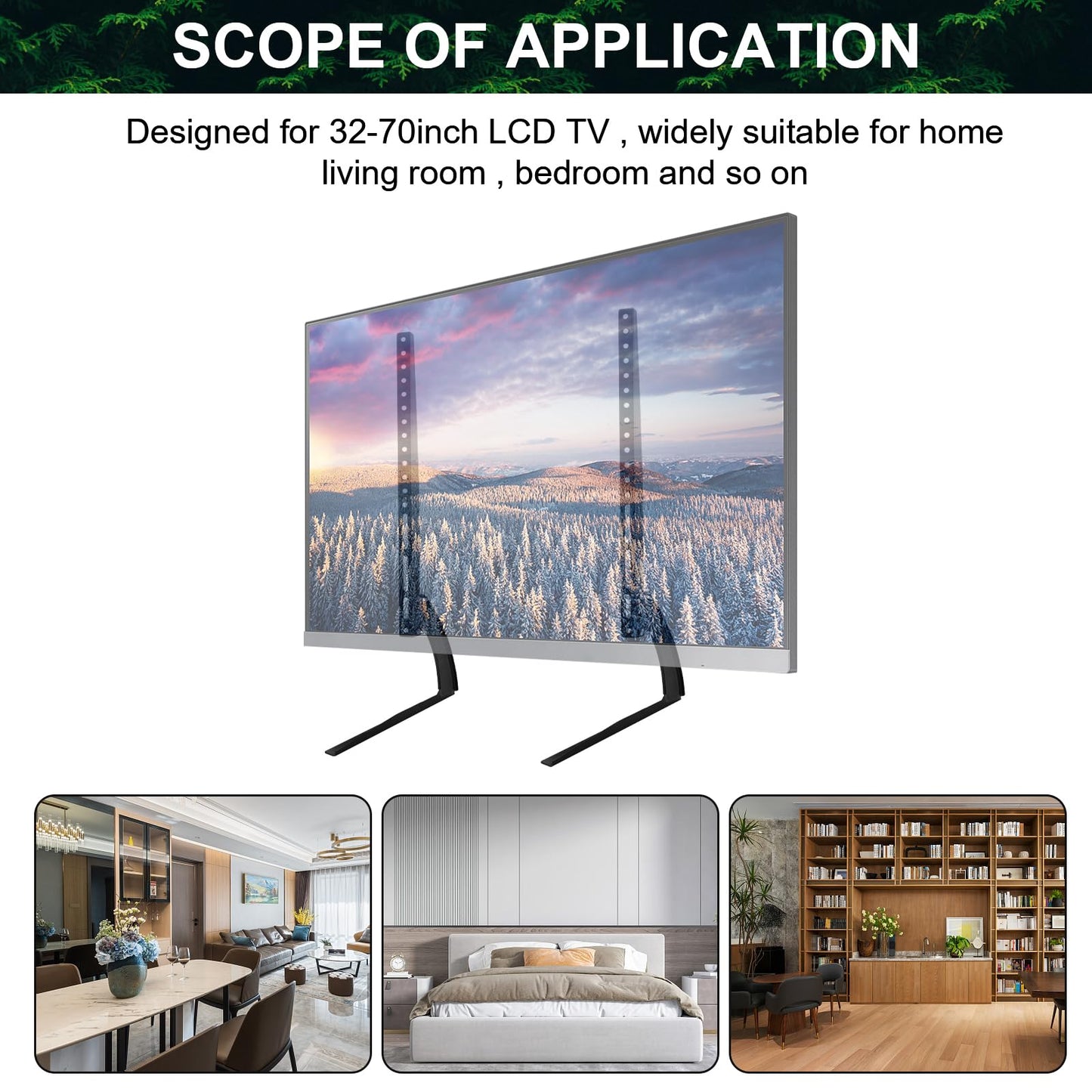 Holdfiturn Universal TV Stand Metal TV Legs for 32''-70'' LCD LED Flat Screen TV Height Adjustable with VESA 200x200mm to 400x400mm Max Holds 50kg