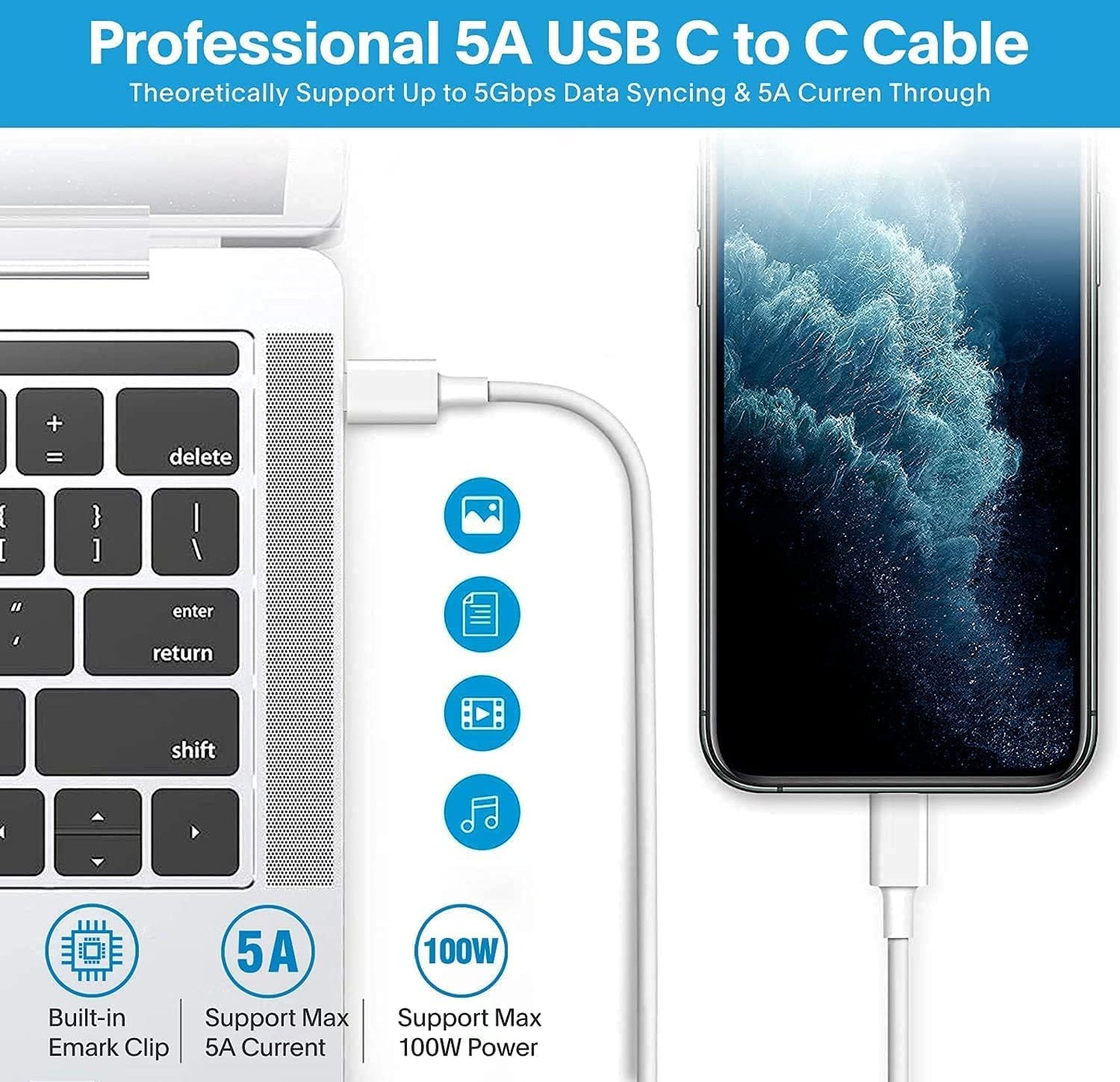 MacBook Charger for MacBook Pro, MacBook Air, Mac Laptop USB C Charger, Computer Notebook Power Adapter 96W Mac Book Pro USBC Plug, Included Type C Charger Cable