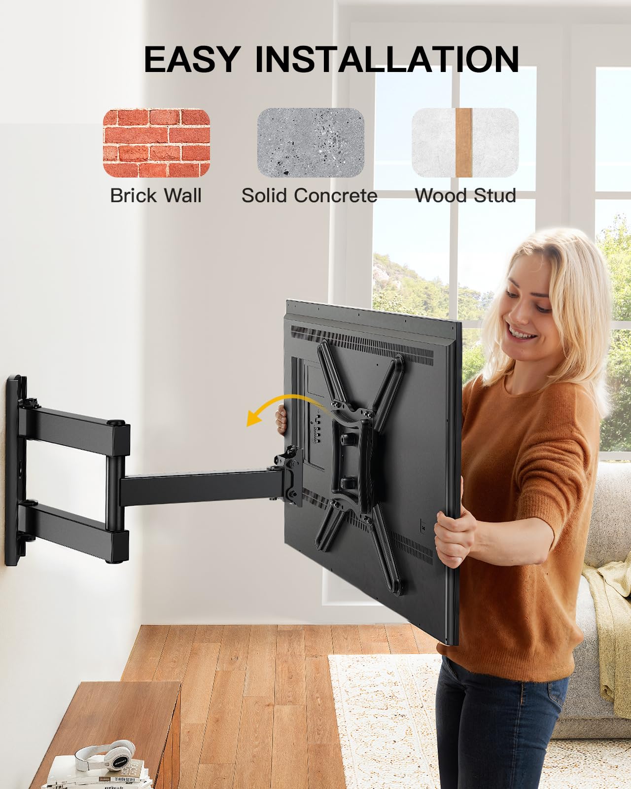 Alphamount TV Wall Bracket for Most 26-60 inch LED LCD Flat and Curved TVs up to 35kg, Sturdy TV Wall Mount with Tilt Swivel Extension, Max VESA 400x400mm, APPIMF7