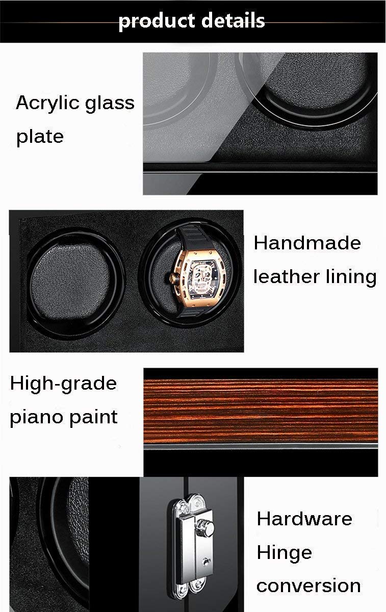 Watch Winder Automatic Watch Winder Box 12 Wooden Battery Quiet Watches Case Watches Boxes Winders Display Storage Black and Brown
