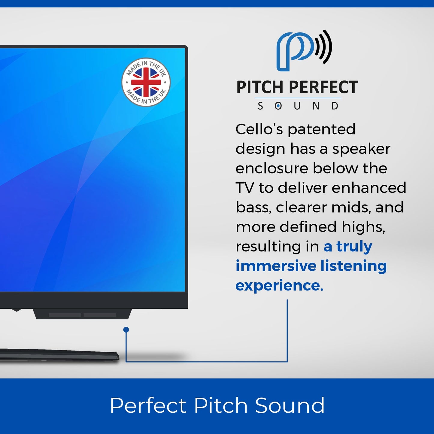 Cello C1924SH 19″ Digital LED Frameless TV with Freeview and Built In Satellite Receiver DVB-S2 Pitch Perfect Speakers with USB for recording from Live TV. Made In The UK New 2024
